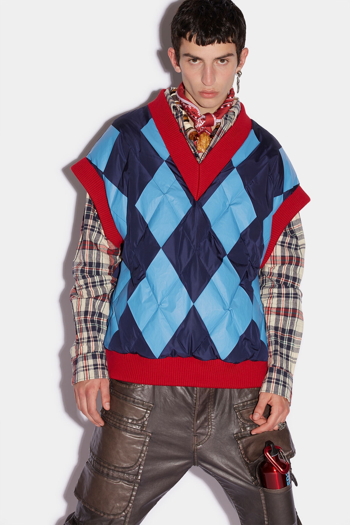 ARGYLE PUFFER VEST - 1