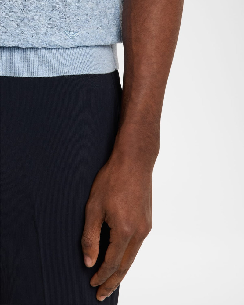 Men's Wool Johnny Collar Short-Sleeve Polo Sweater 5