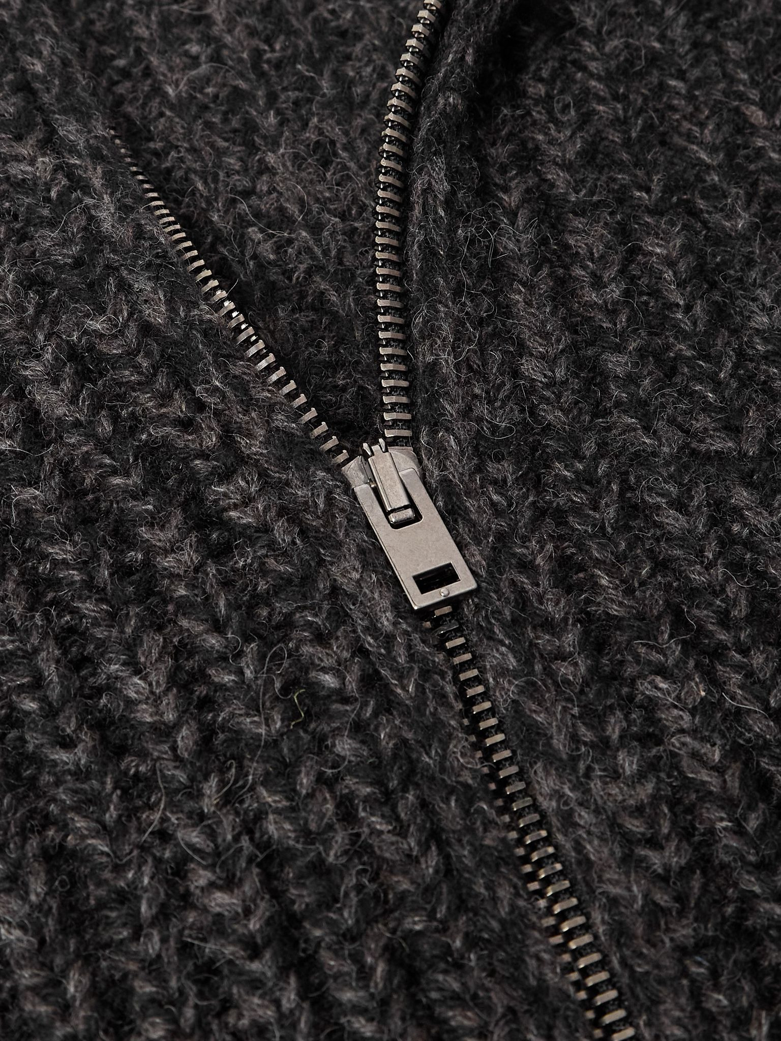 Ribbed Alpaca and Yak-Blend Cardigan Black - 4