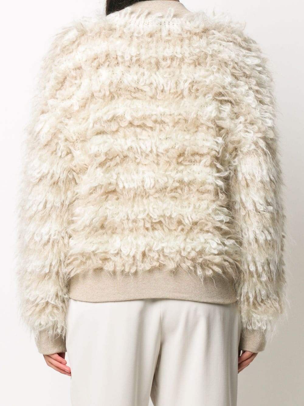 shearling striped bomber jacket - 4