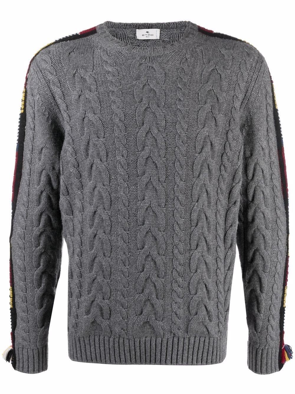 geometric-tape cable-knit jumper - 1