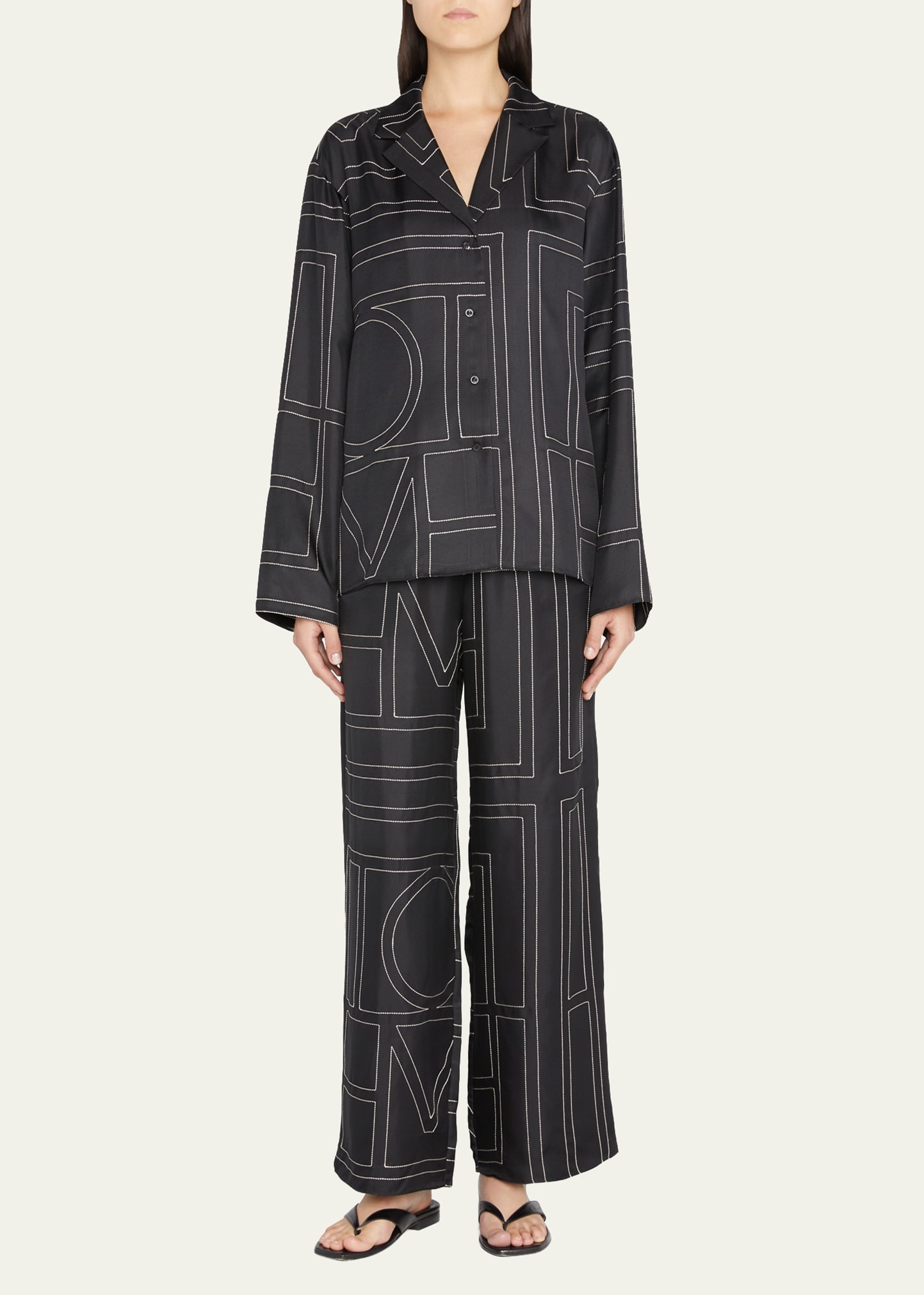 Monogram-Embroidered Silk Pajama Top - 2