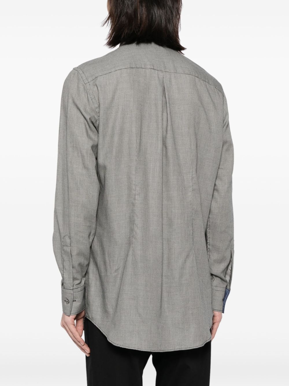 fine-check cotton blend shirt - 4