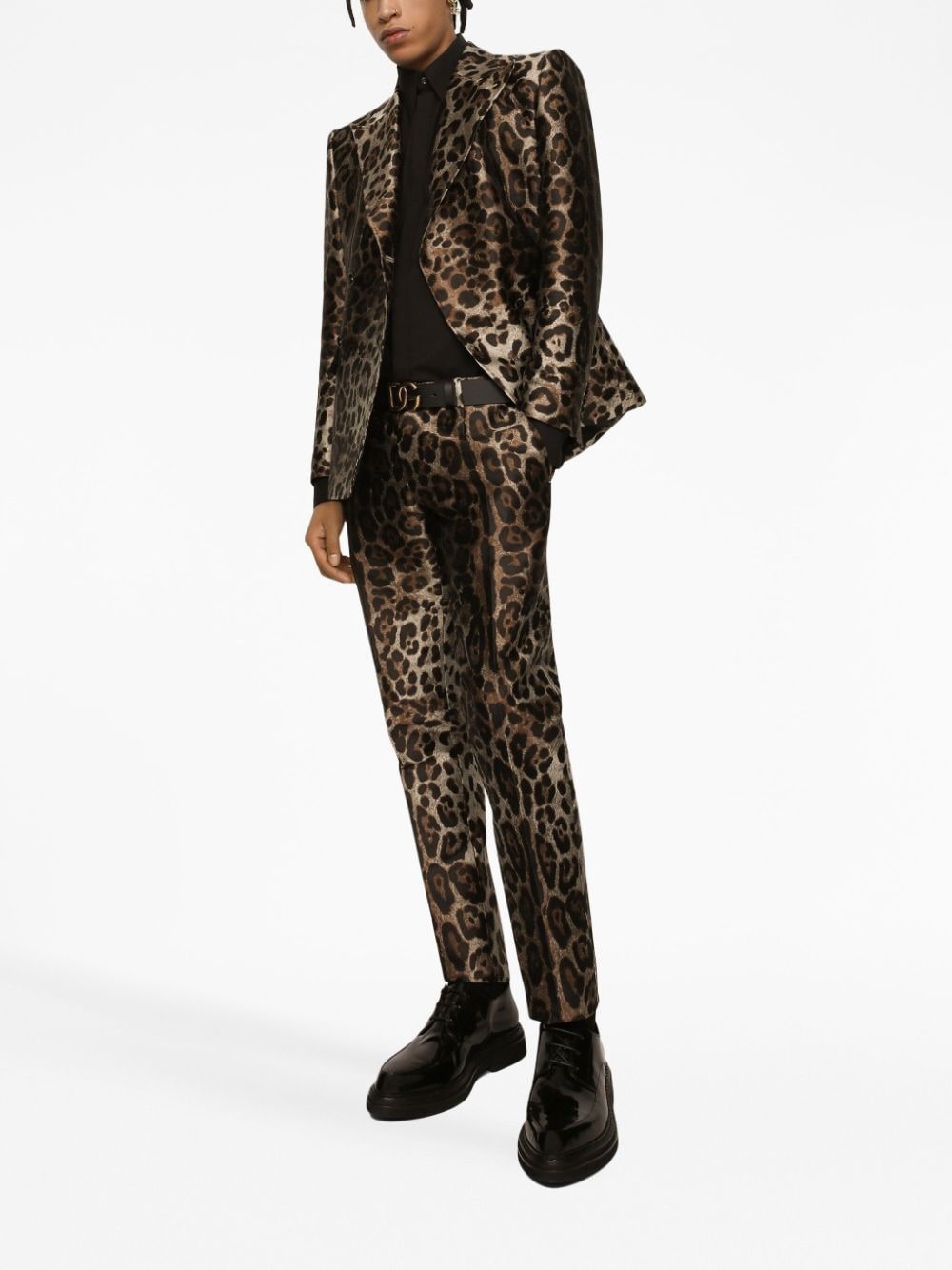 double-breasted leopard-print suit - 2