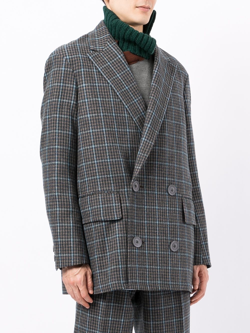 plaid-check pattern blazer - 3