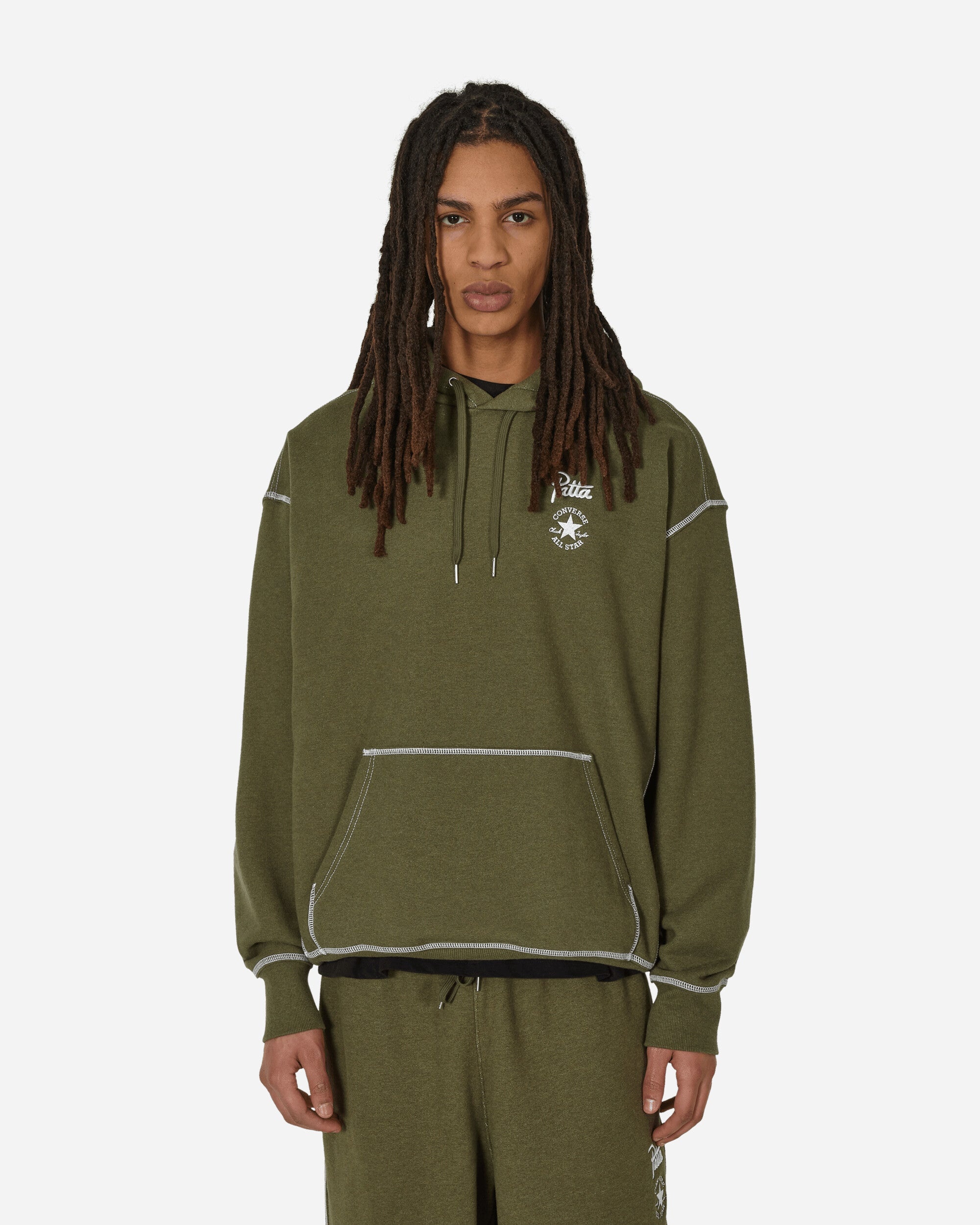 Converse Patta Gold Standard Hoodie Utility Green Heather slamjam REVERSIBLE