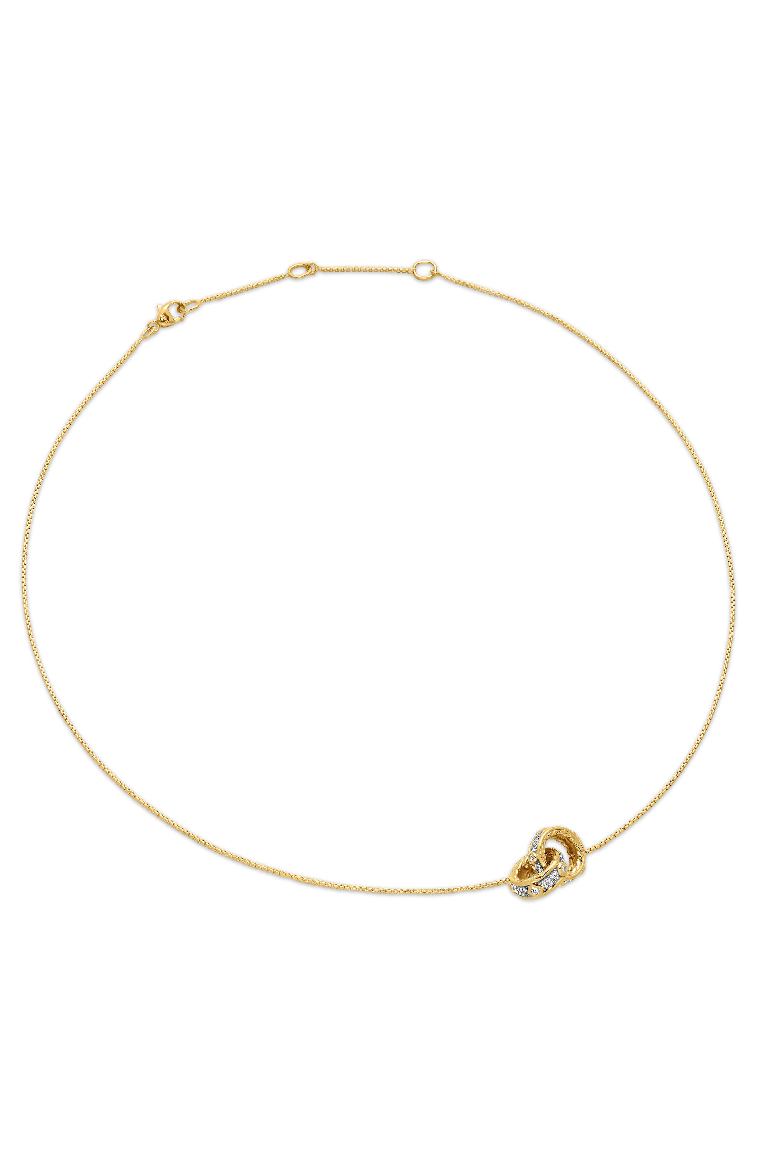 David Yurman Modern Renaissance Double Pendant Necklace in 18K Yellow Gold with Full Pavé Diamonds a - 5