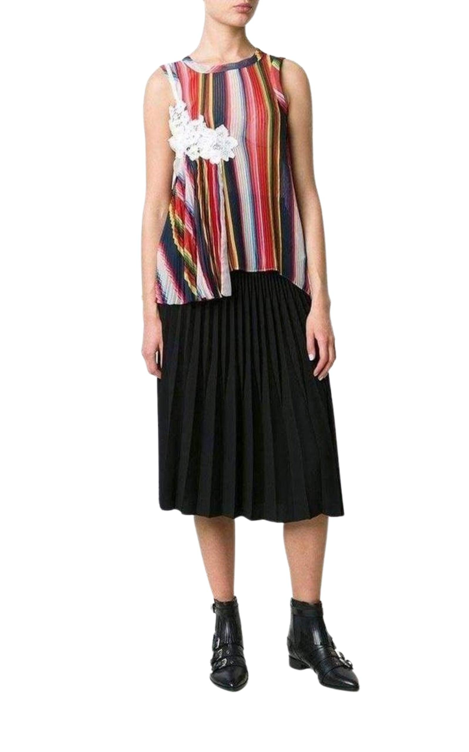 Striped Pleated Camisole Tank Top - 2
