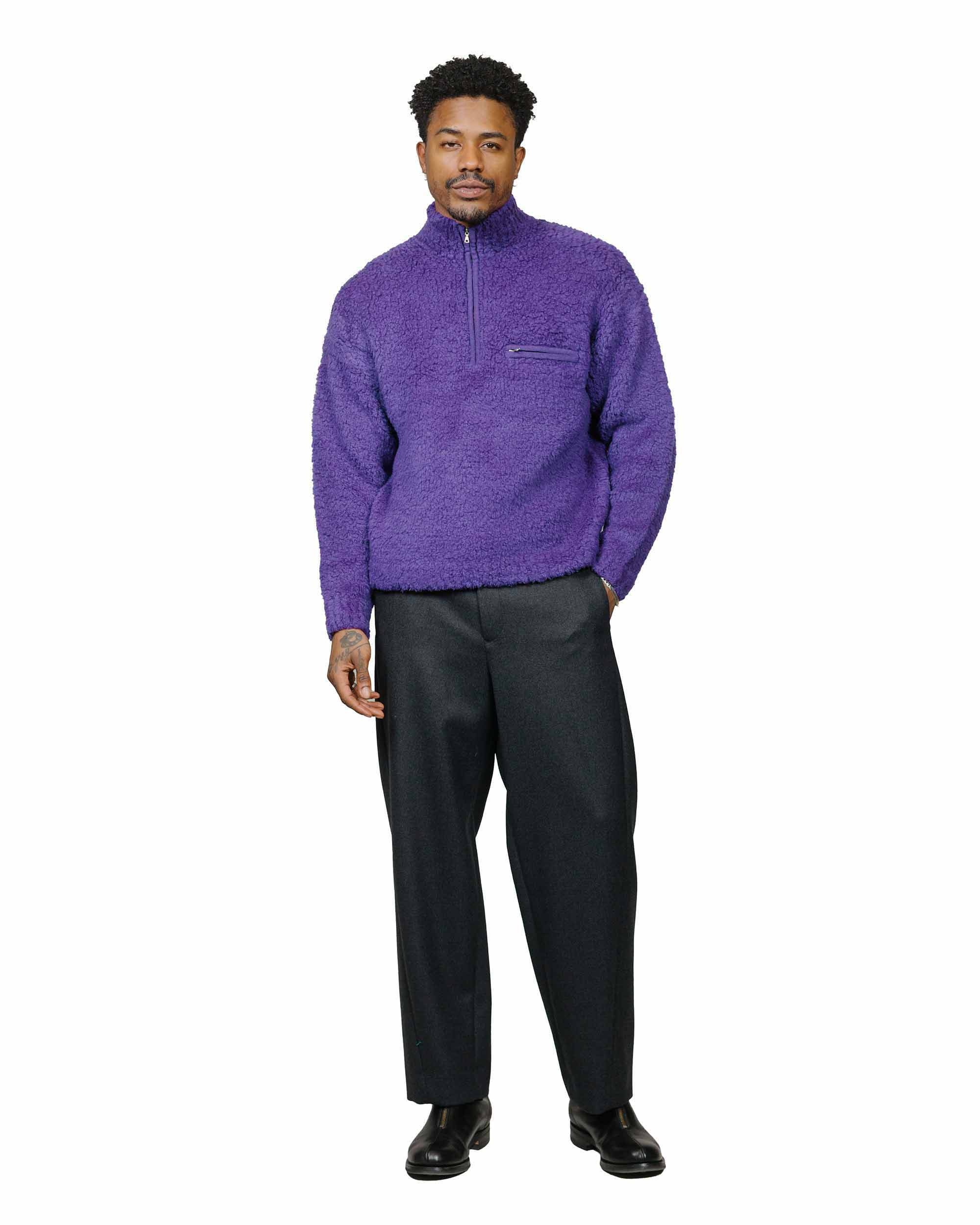 Merino Wool Boa Knit Half Zip P/O Purple - 4