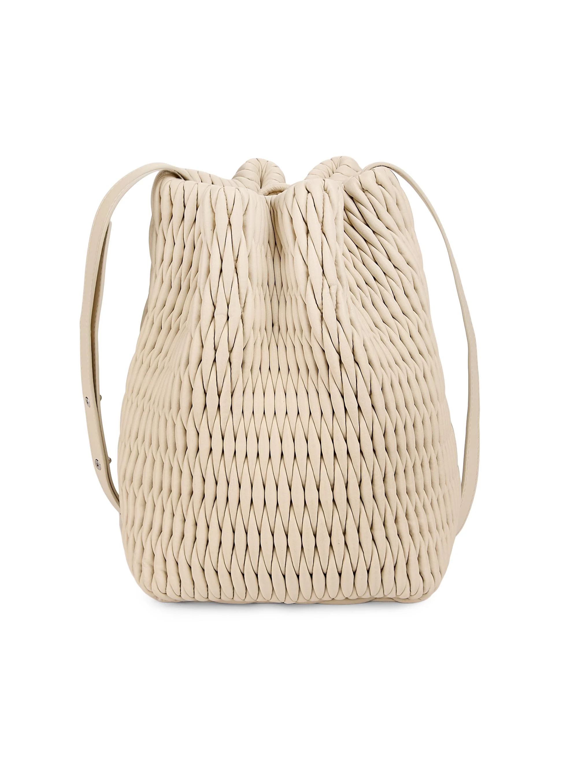 A. L.C. Women's Ivy Smocked Faux Leather Bucket Bag - Champagne - 1
