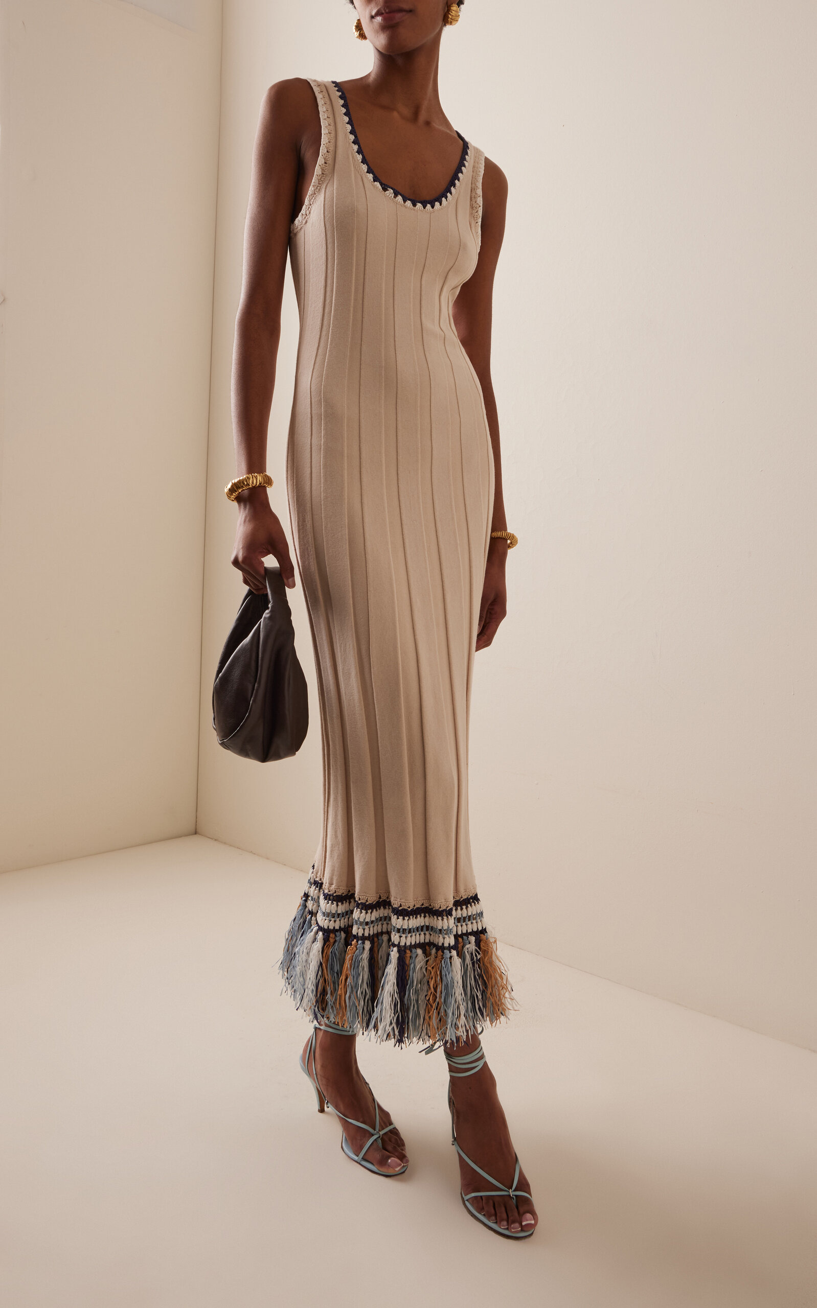 Julianna Fringed Knit Maxi Dress neutral - 2