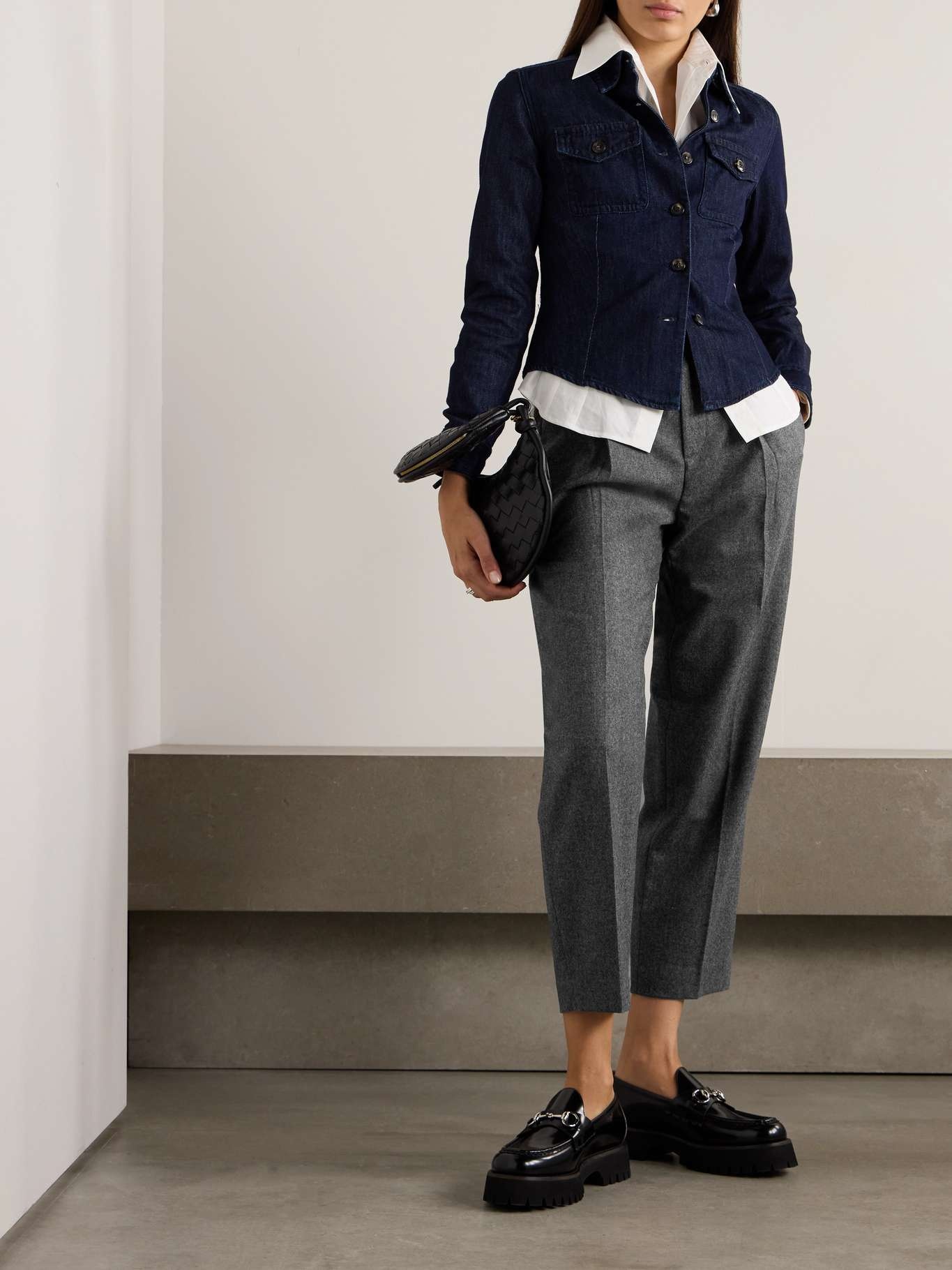 Cropped pleated wool and cashmere-blend tapered pants - 2