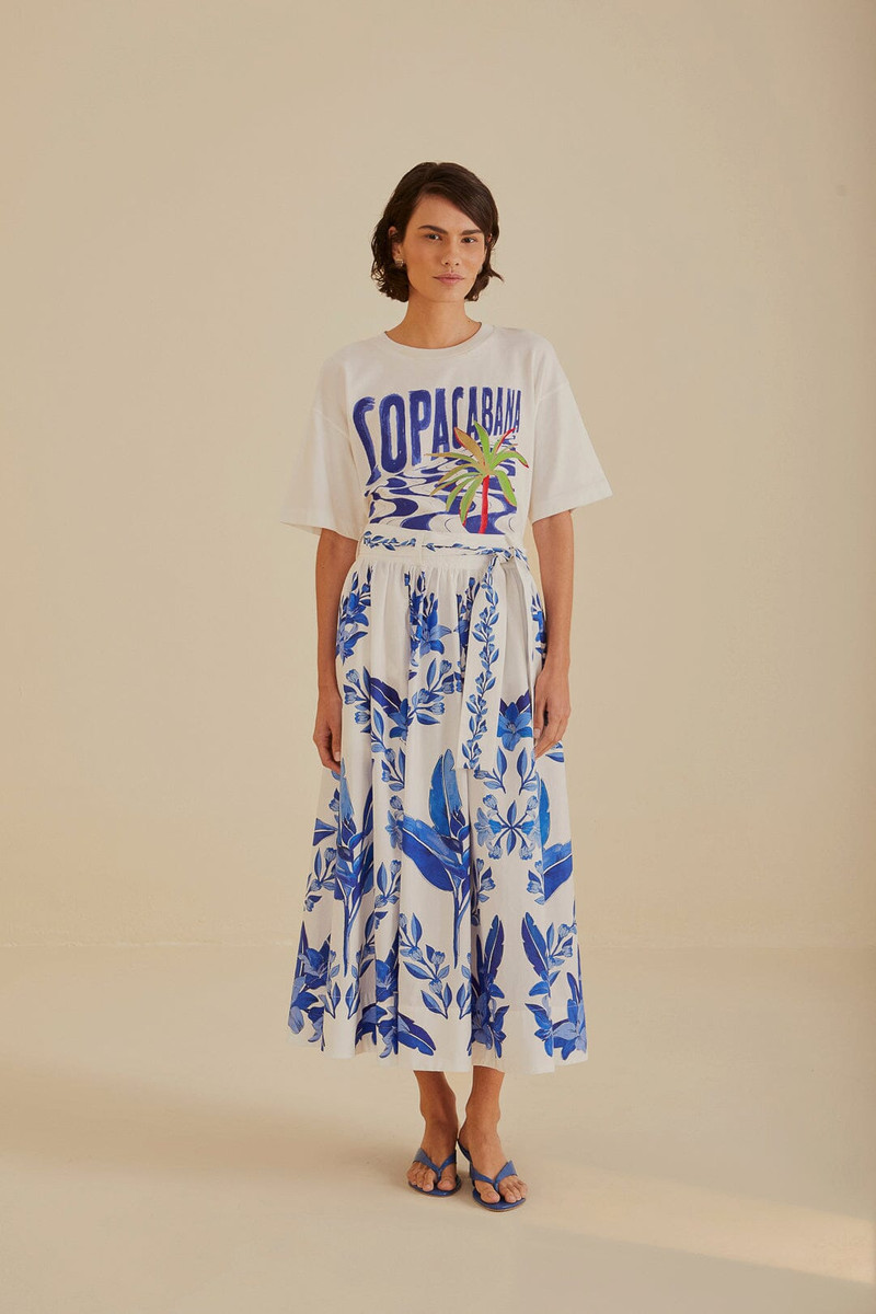 Off-White Blue Yard Organic Cotton Midi Skirt 3