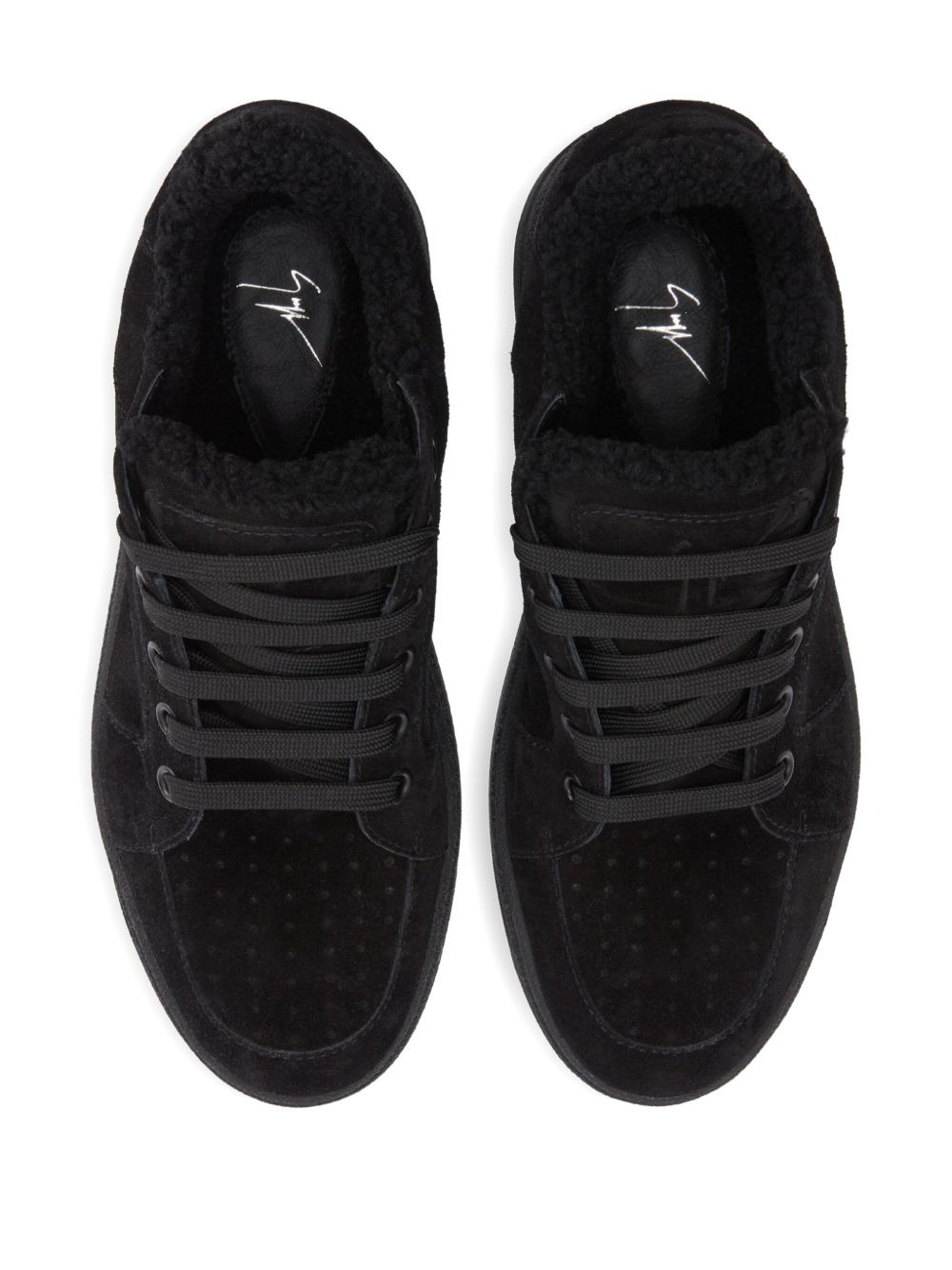 suede sheepskin low-top sneakers - 3