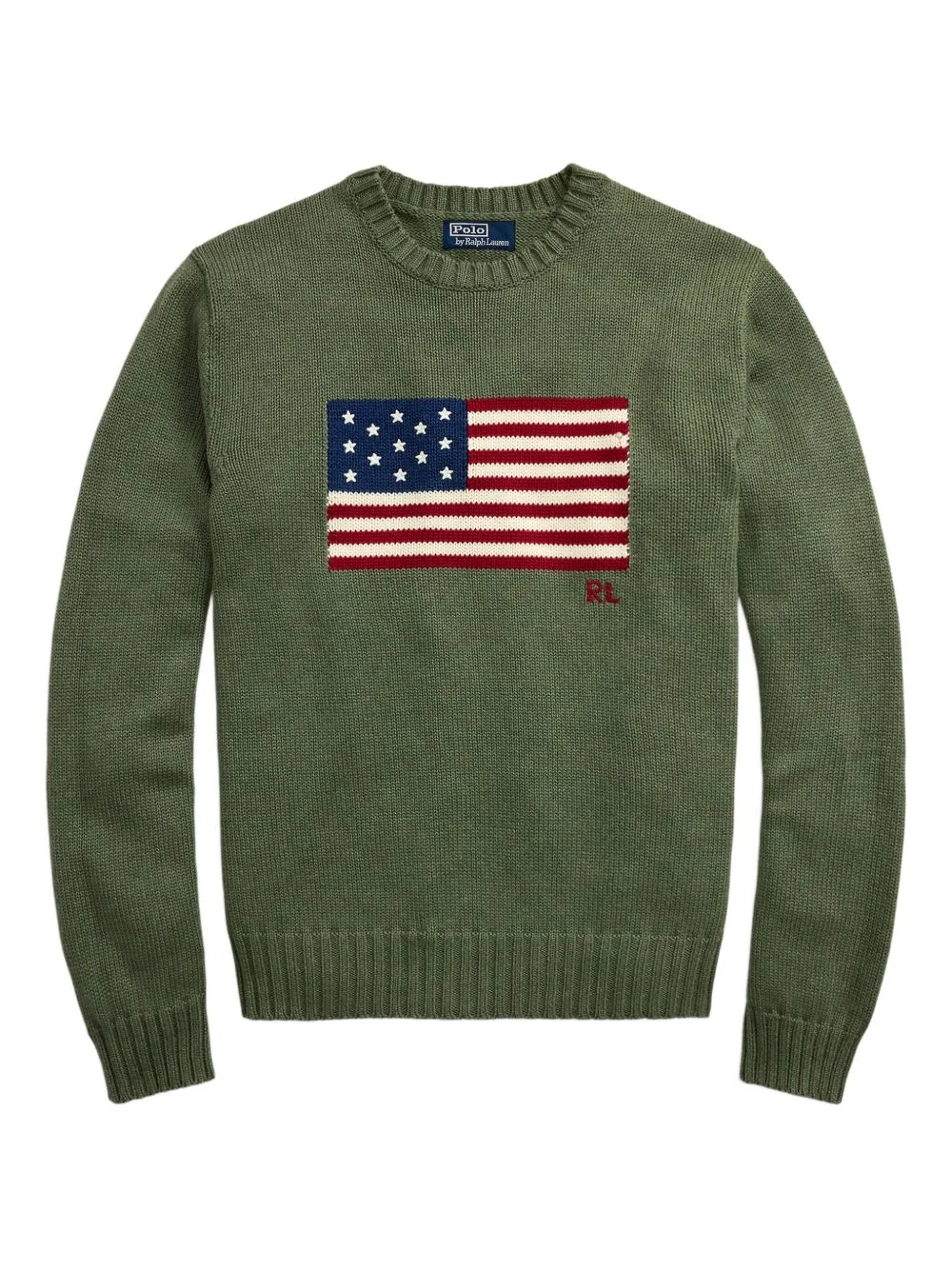 flag-embroidered crewneck sweater - 1