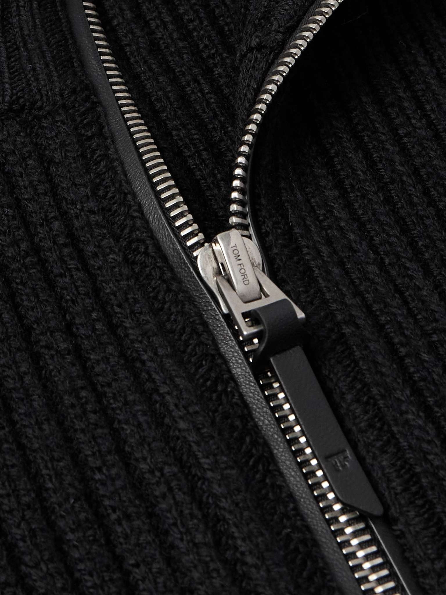 Slim-Fit Ribbed Wool and Cashmere-Blend Zip-Up Cardigan - 5