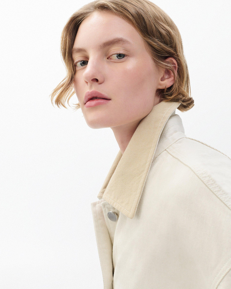 Natalia Denim Jacket Lightweight Rigid in Two-Tone Stone 5