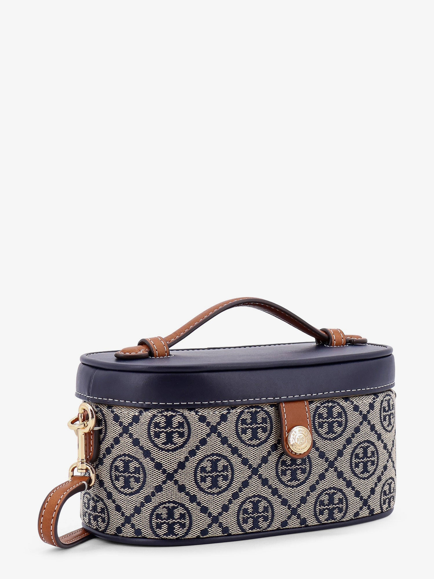 TORY BURCH - Tory Burch Leather And T Monogram Fabric Beauty Case - 3
