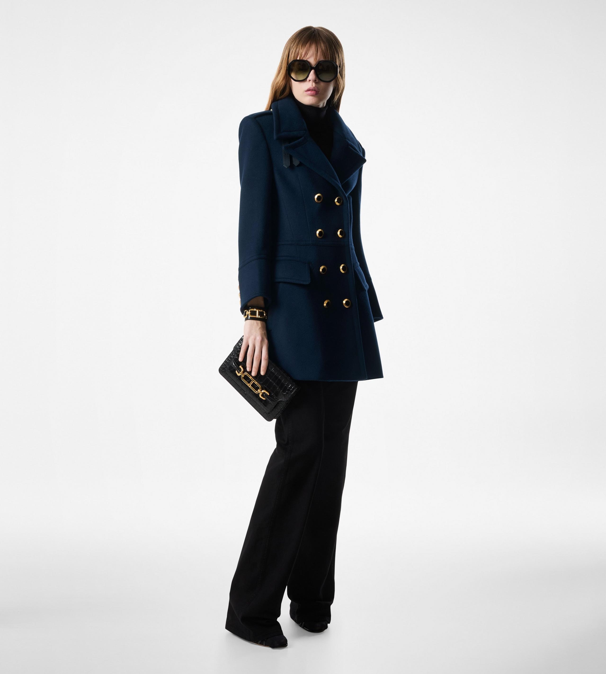 COMPACT WOOL & CASHMERE BLEND MILITARY PEACOAT - 2