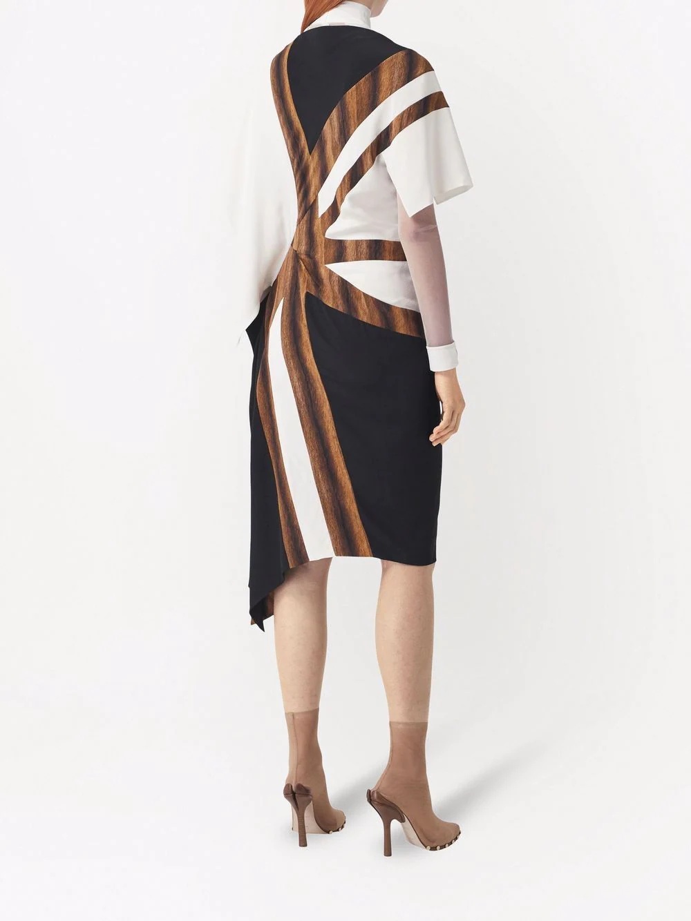 flag-print silk asymmetric dress - 4