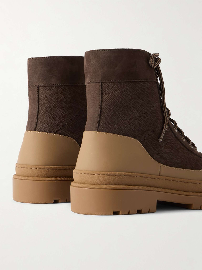 Rubber and Leather-Trimmed Pebble-Grain Nubuck and Mesh Hiking Boots 5