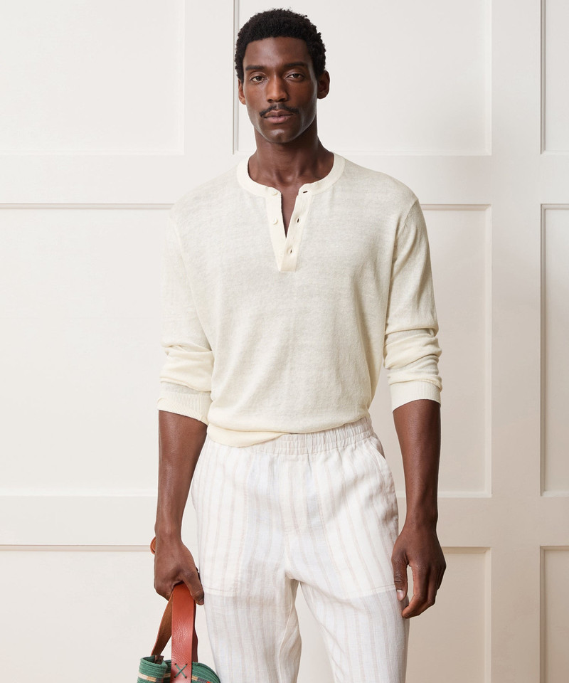 TODD SNYDER Linen-Cotton Henley Sweater outlook