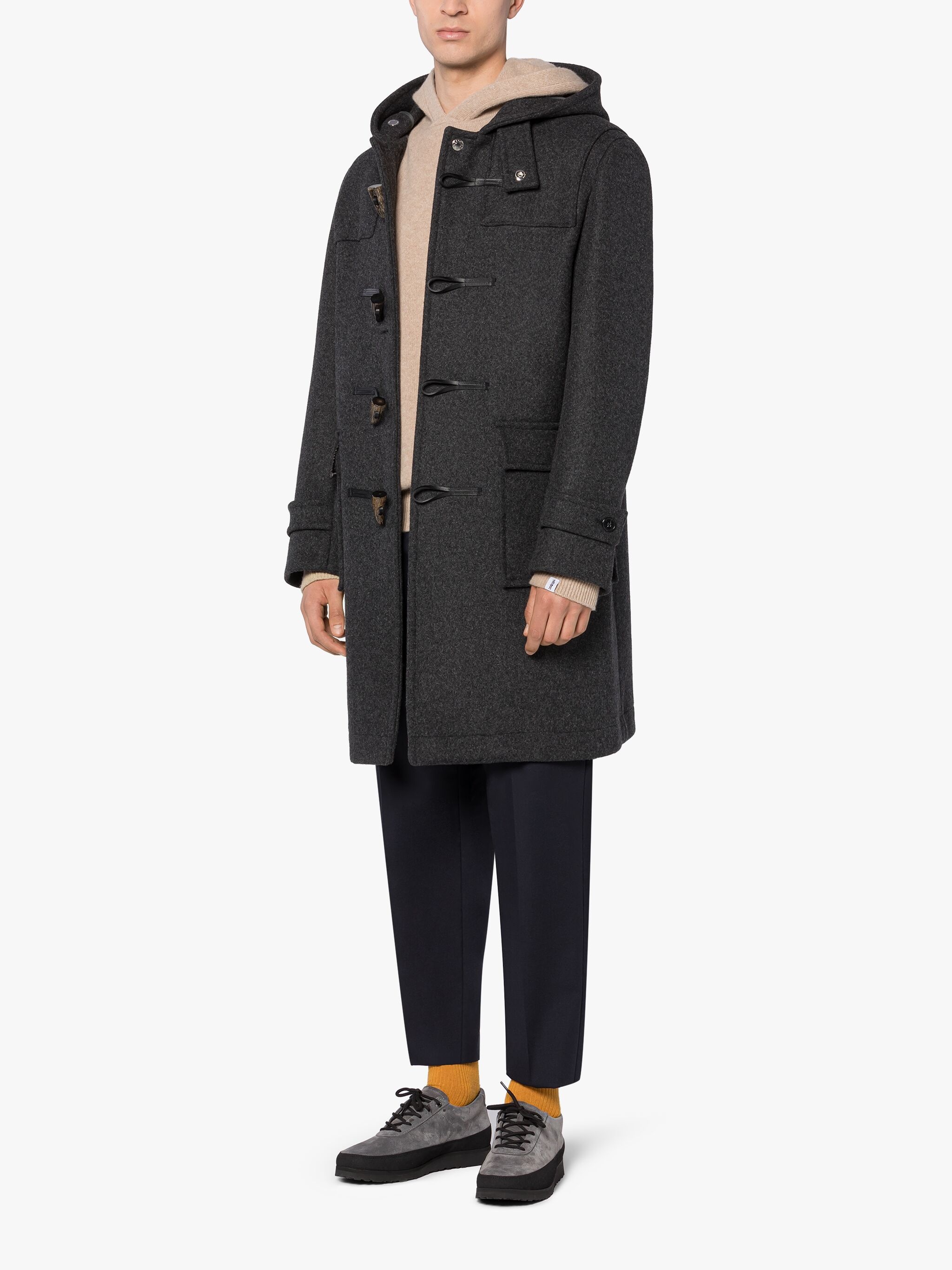 WEIR GREY WOOL DUFFLE COAT - 4