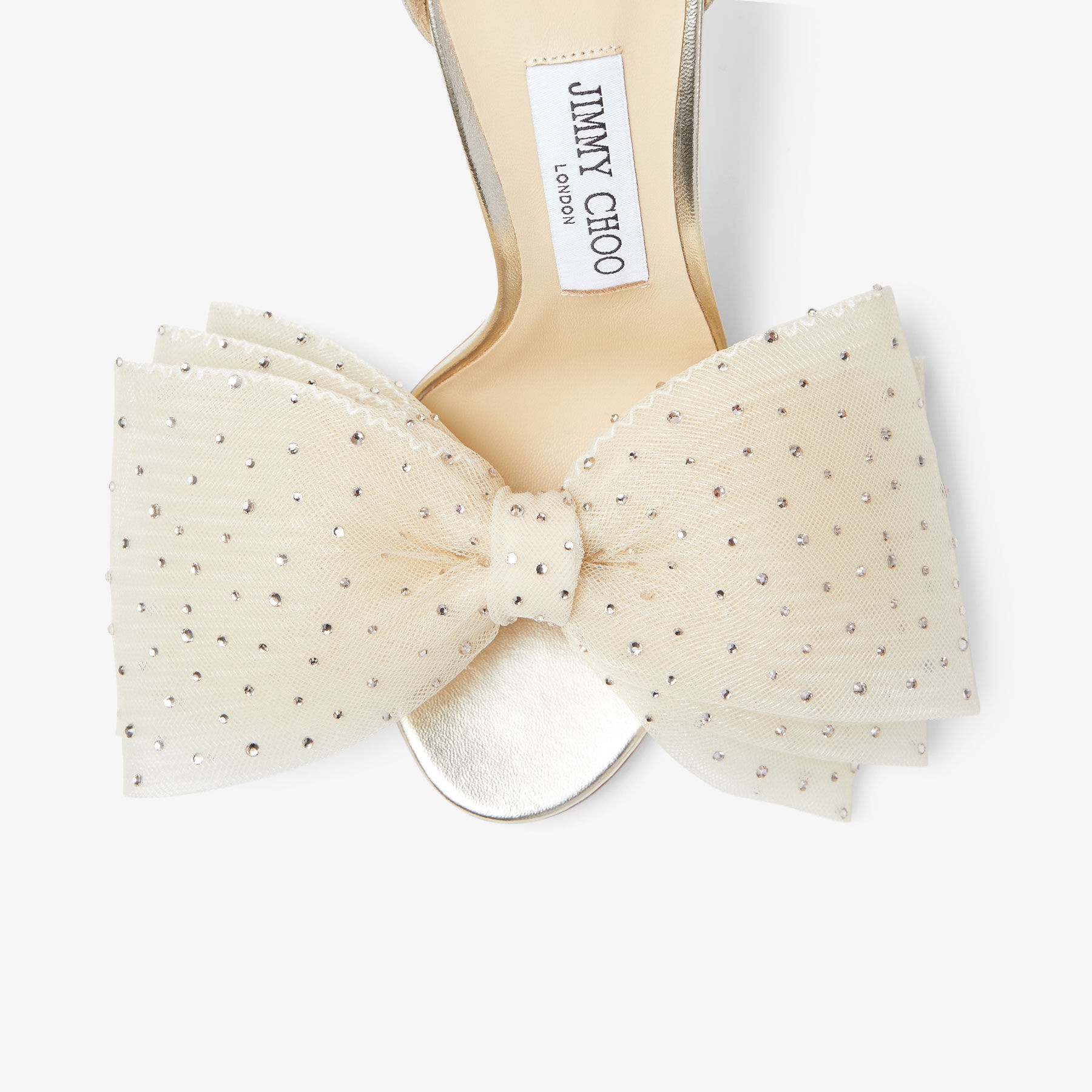 Aveline 100
Ivory Sandals with Asymmetric Crystal Hotfix Bows - 4