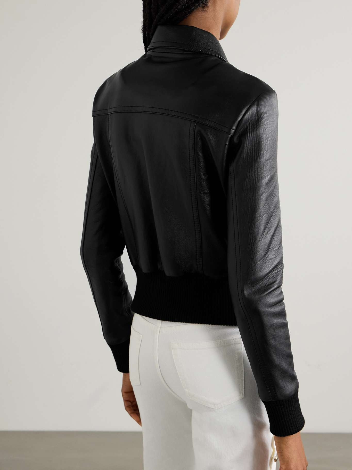 Paneled leather jacket - 3