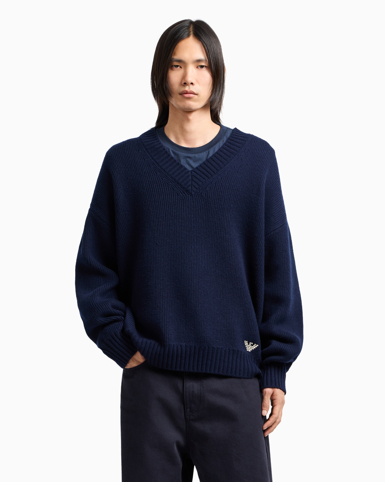 NEW YORK CAPSULE COLLECTION WOOL-BLEND V-NECK JUMPER - 4