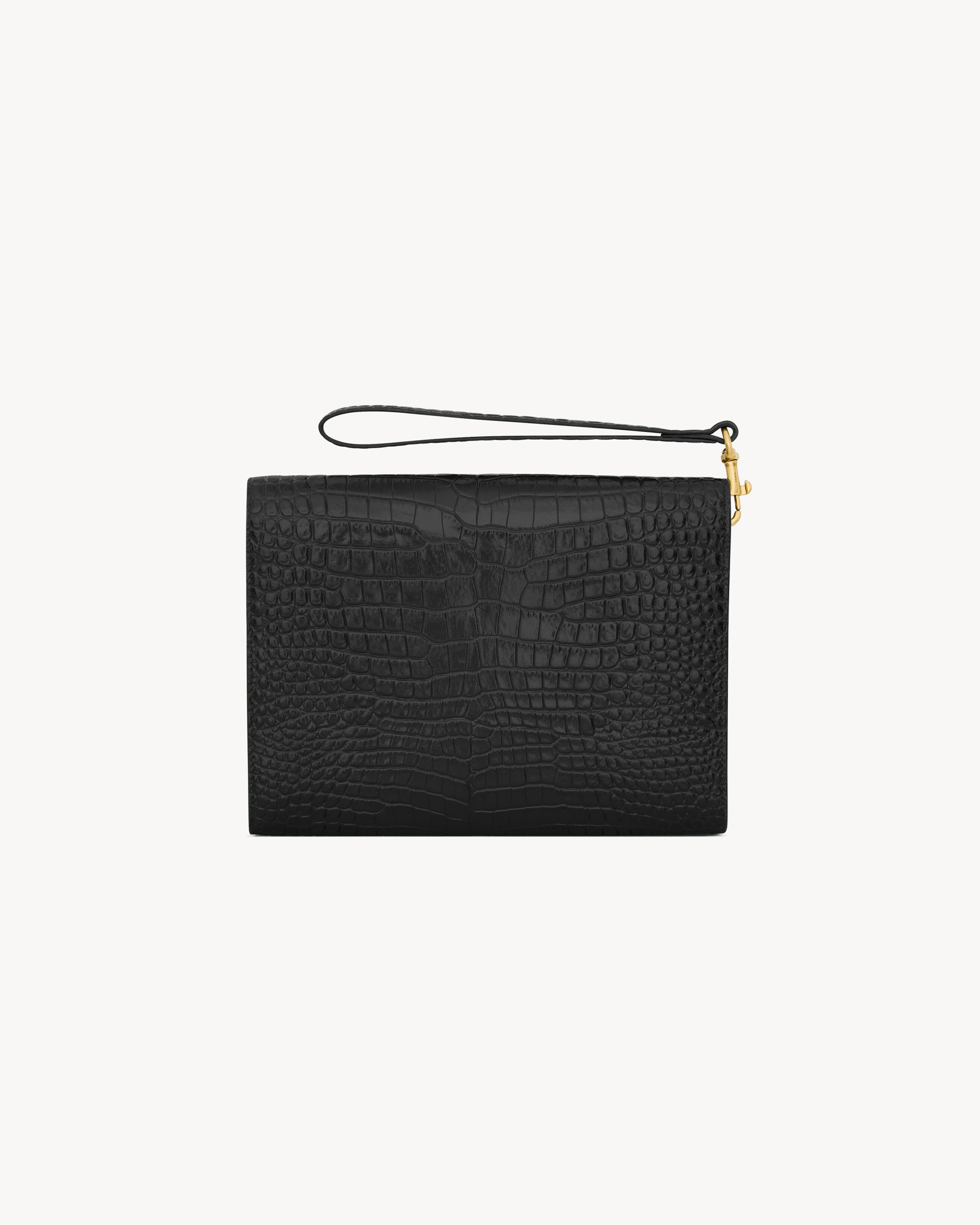 CASSANDRE FLAP POUCH IN CROCODILE-EMBOSSED SHINY LEATHER - 2