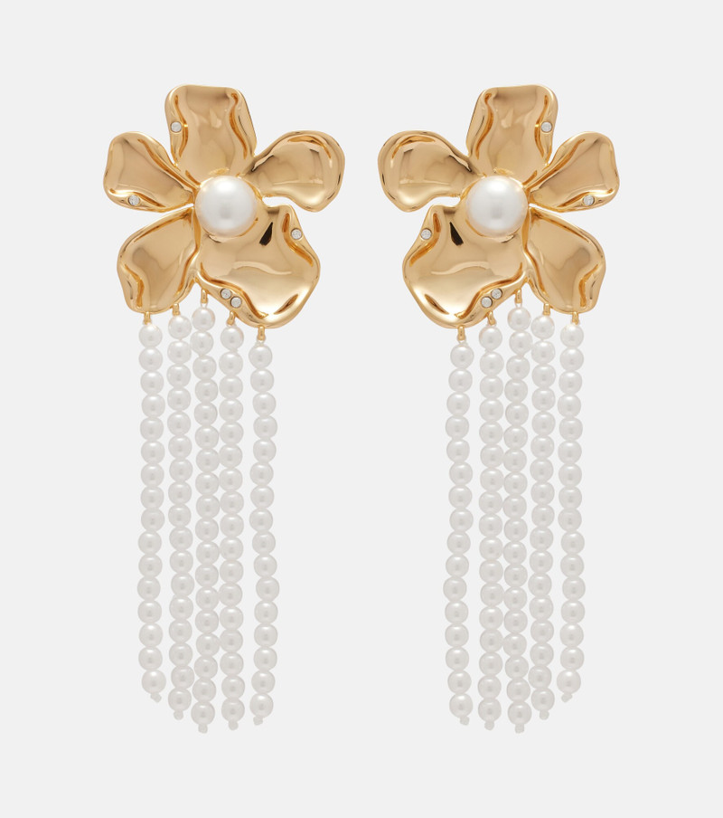 Embellished faux pearl drop earrings 1