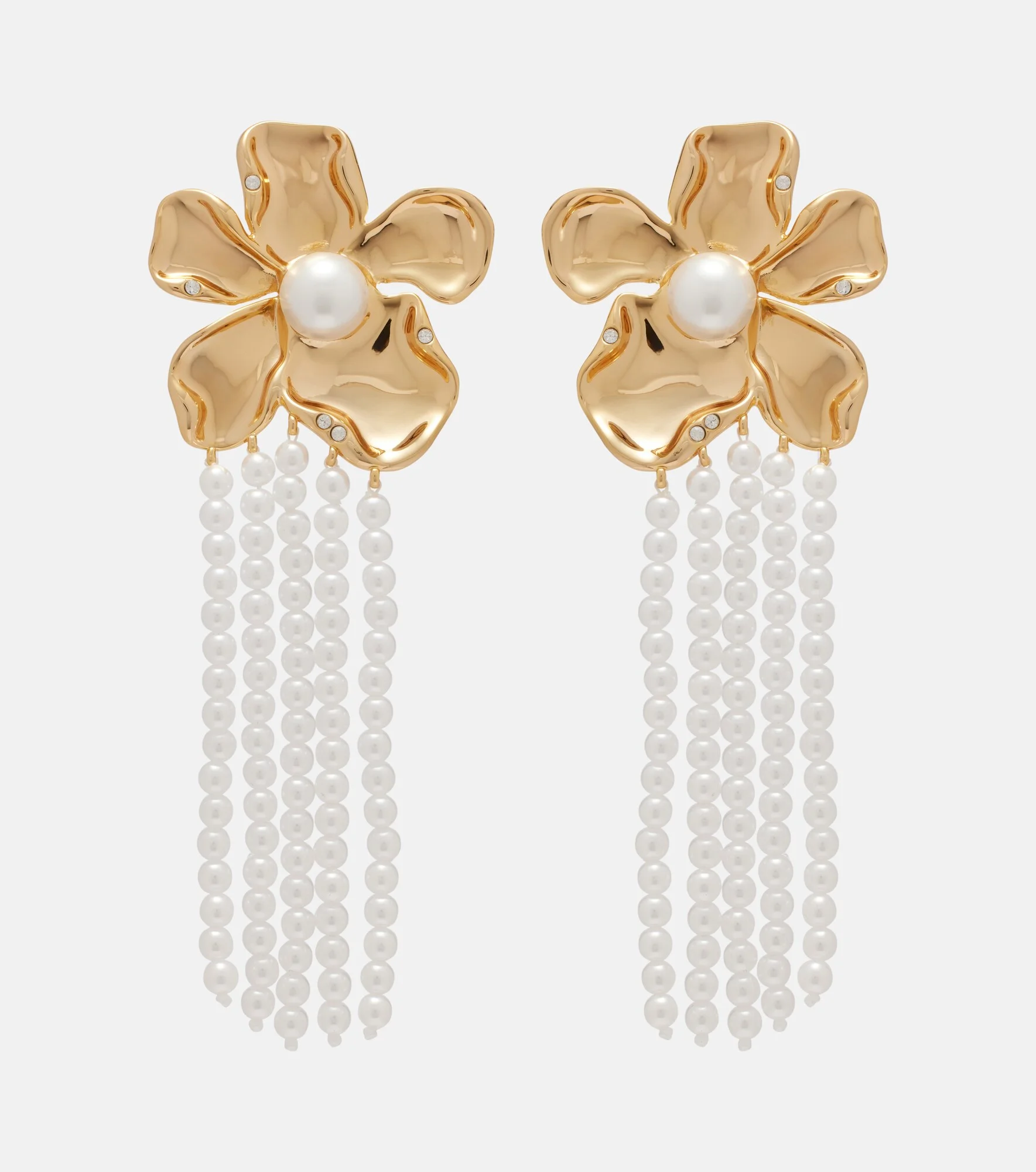 Embellished faux pearl drop earrings - 1