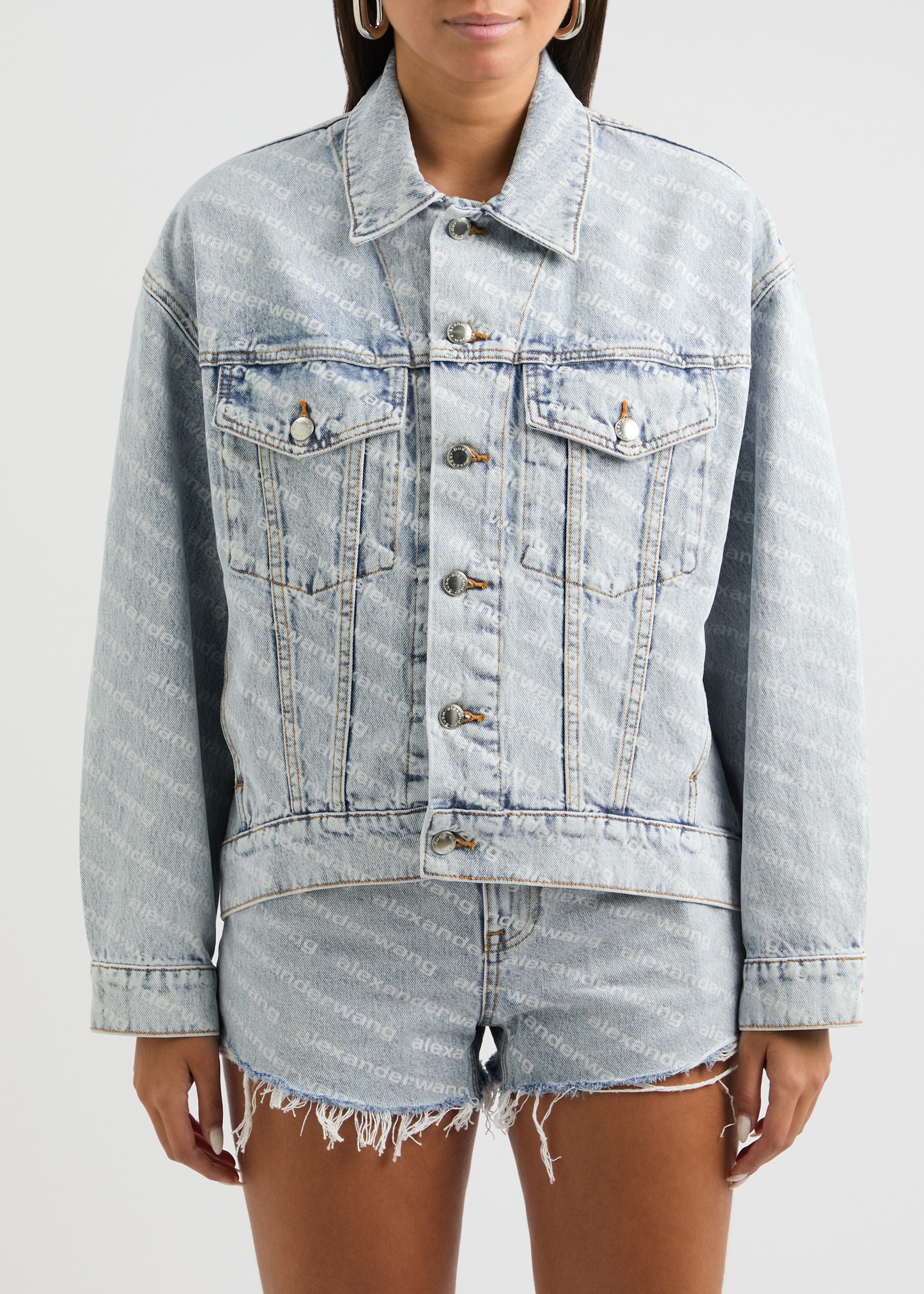 Logo-print bleached denim jacket - 2