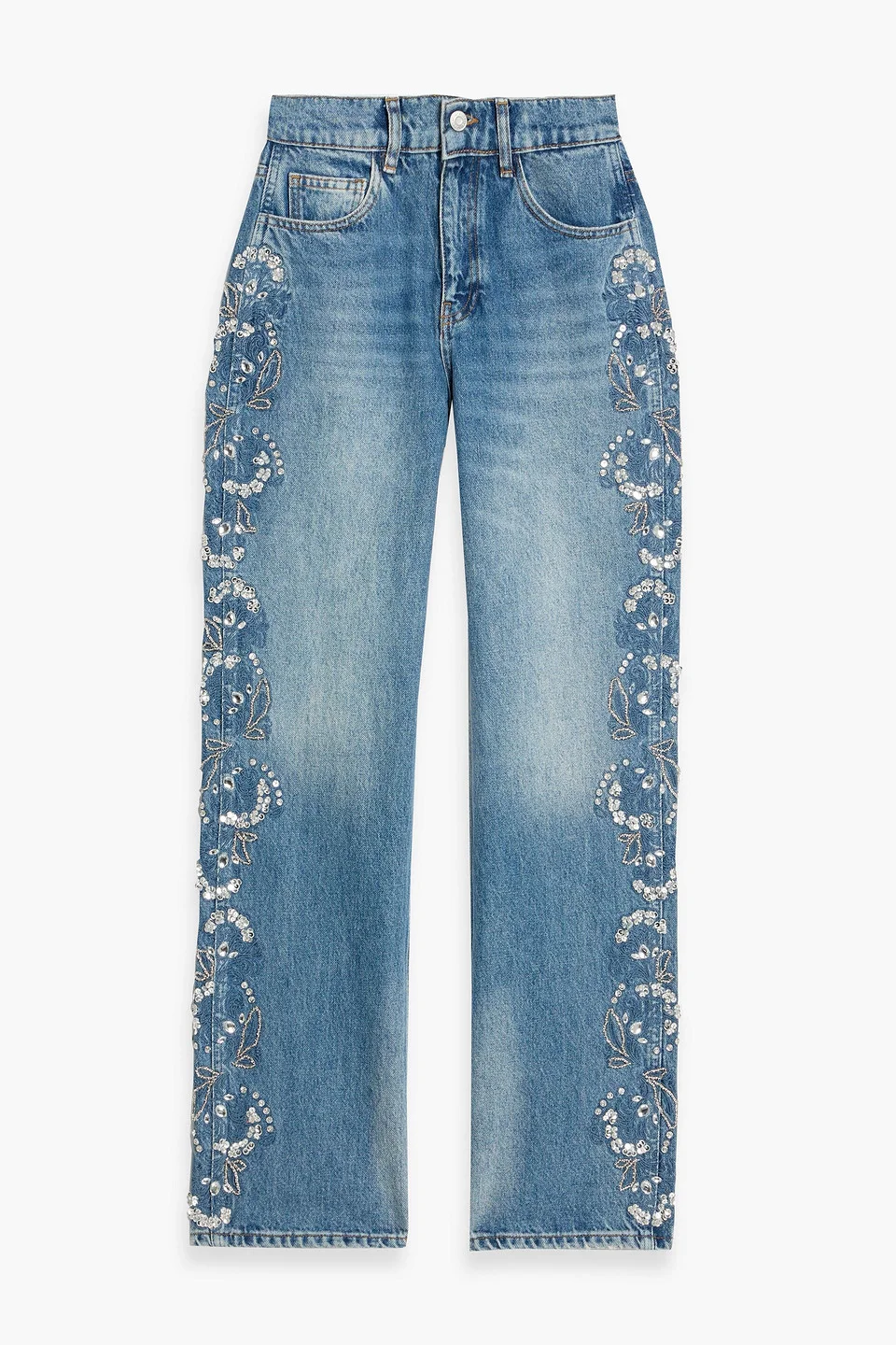 Embellished high-rise straight-leg jeans - 1