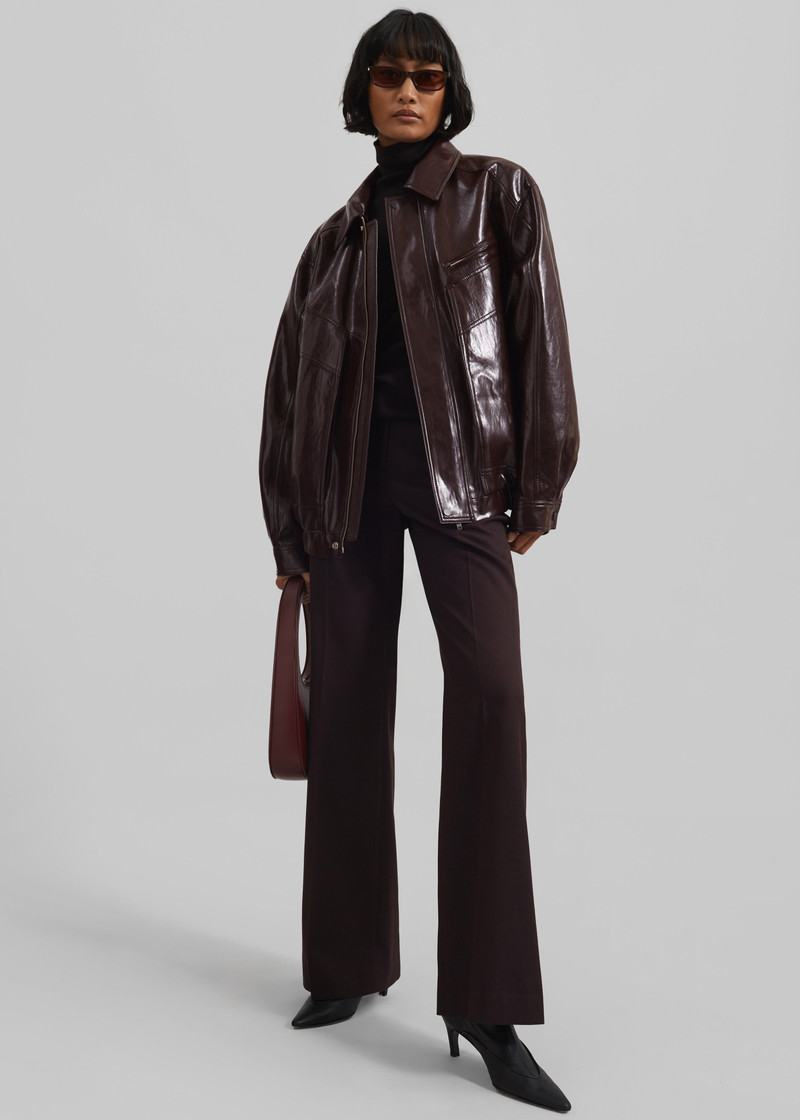 Risner Faux Leather Jacket - Burgundy 4