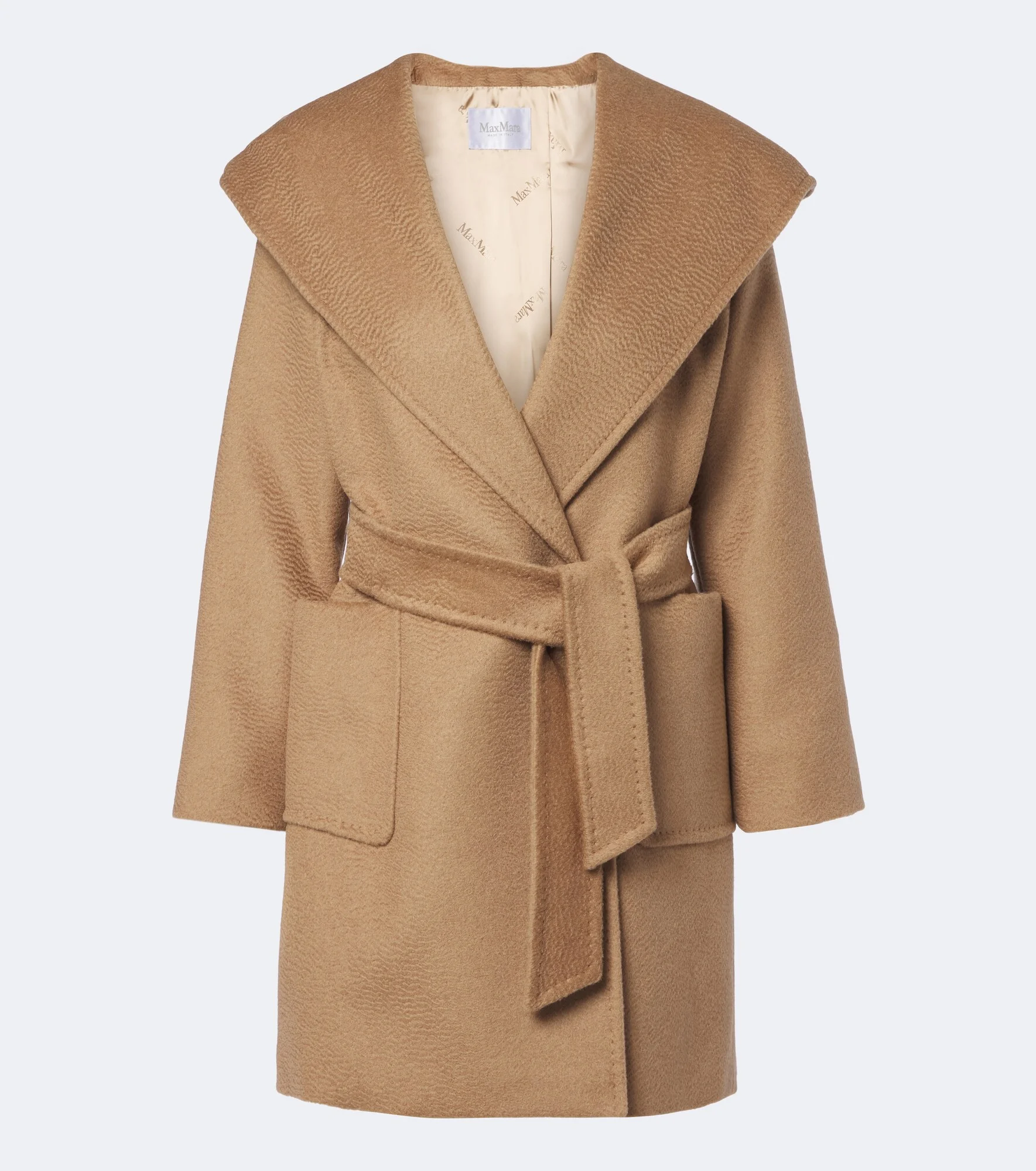 Camel hair wrap coat - 1