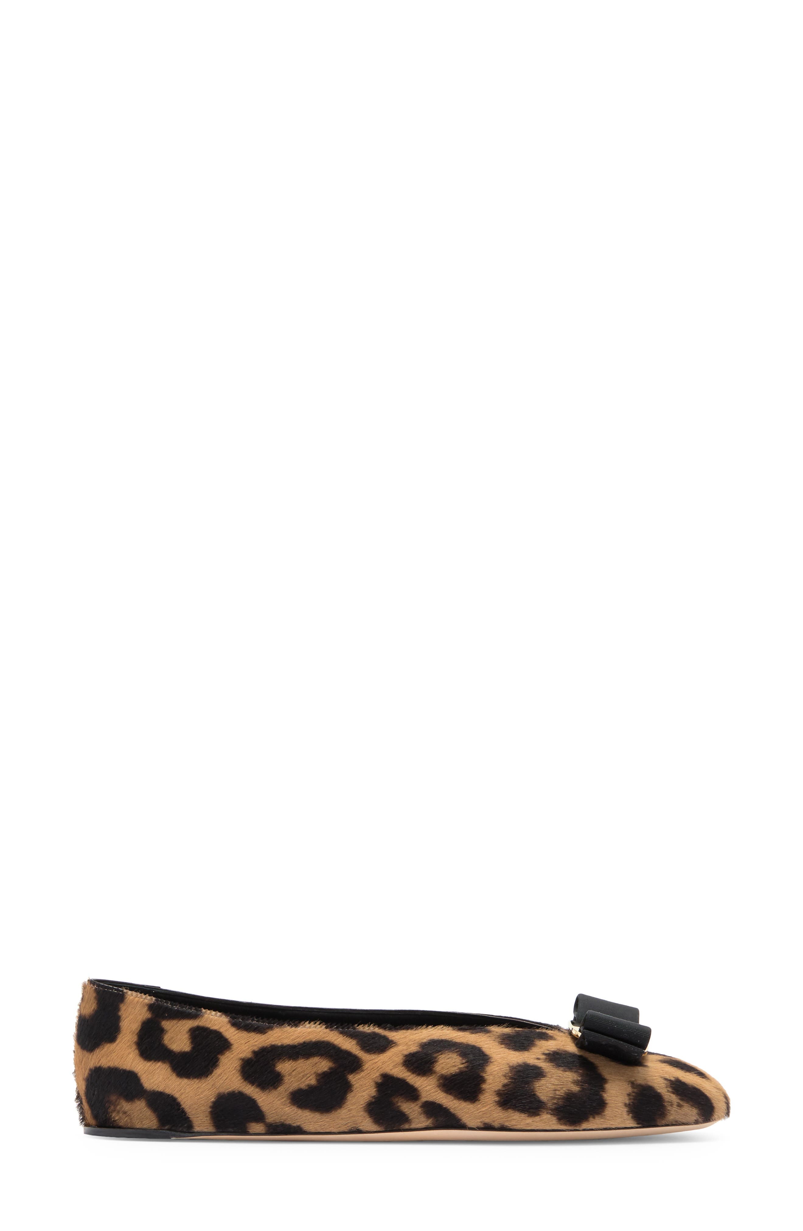 FERRAGAMO Vanna Genuine Calf Hair Ballet Flat in Naturale at Nordstrom - 3