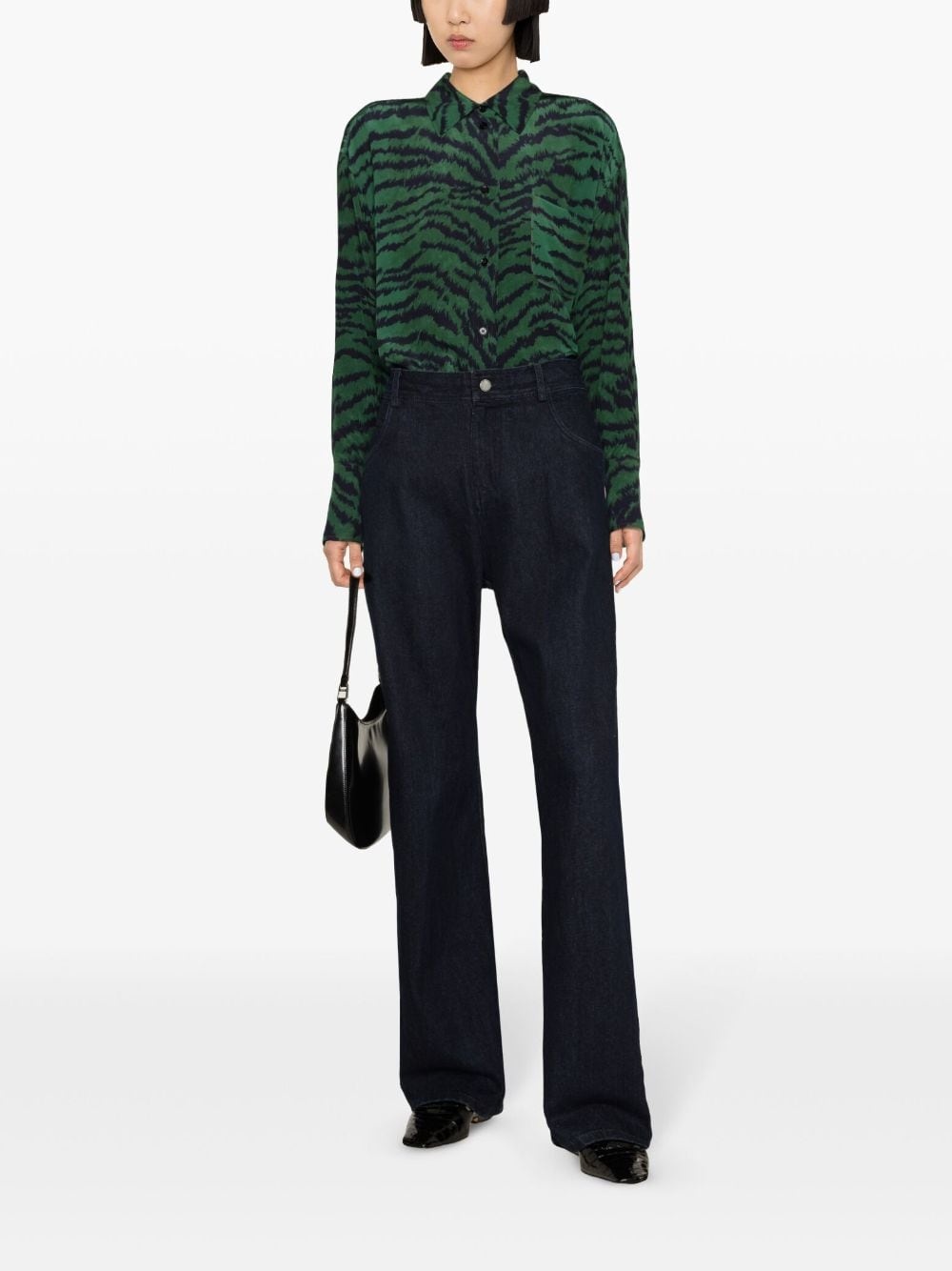 tiger-print silk shirt - 2
