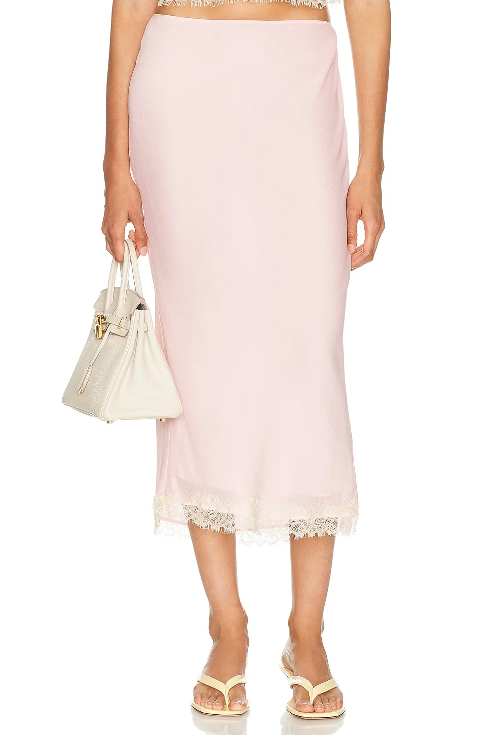 Viscose Georgette Slip Skirt With Lace - 1