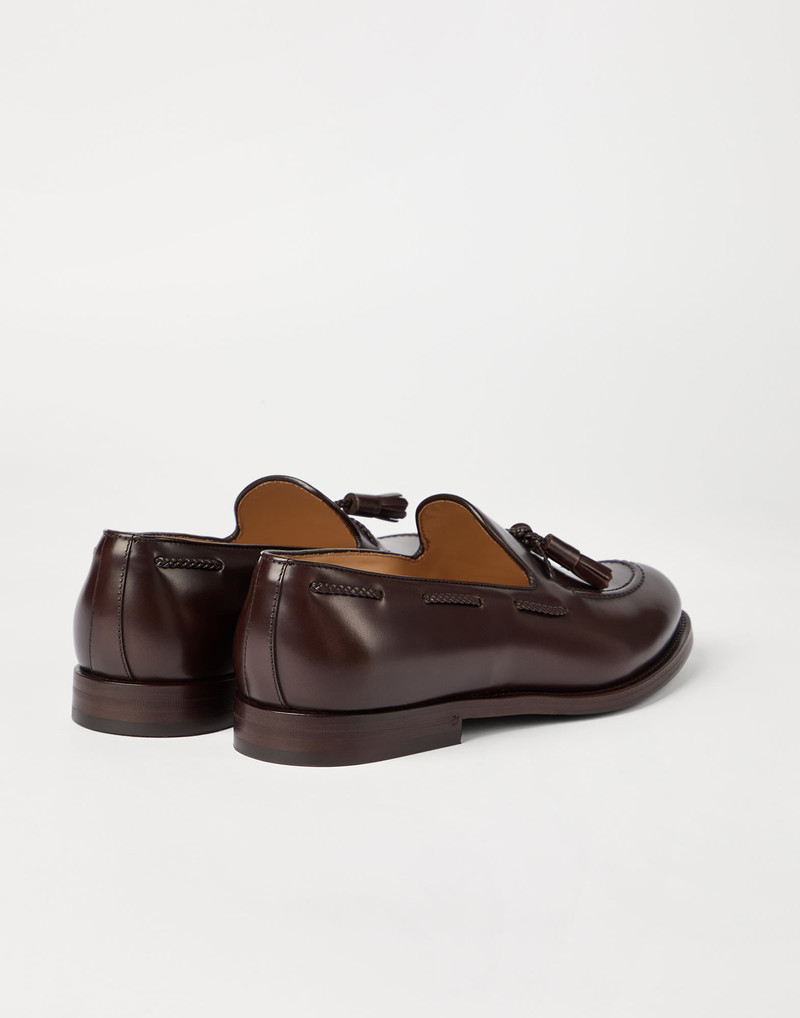 Brunello Cucinelli Burnished calfskin loafers with tassels outlook