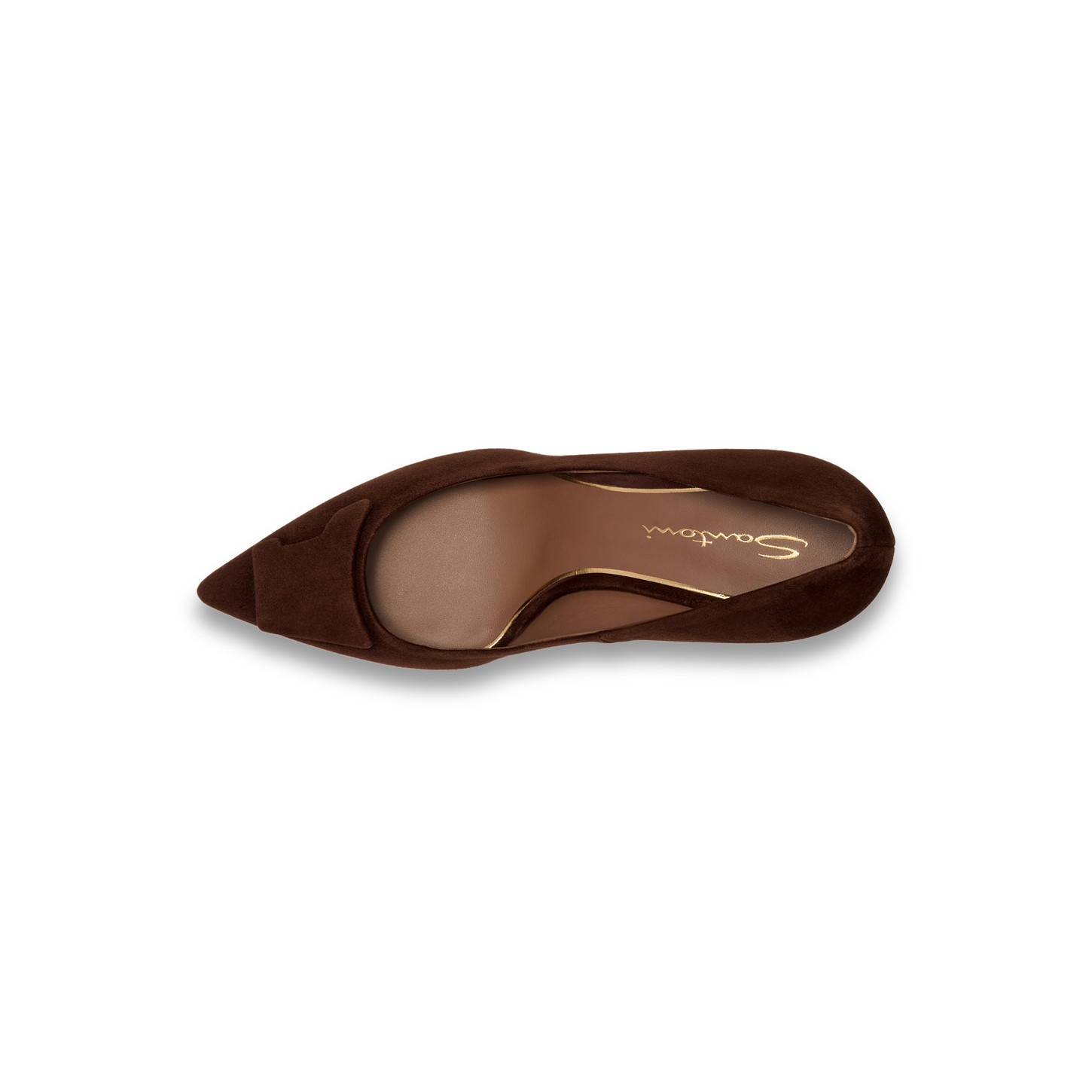 Women's dark brown suede high-heel Santoni Sibille pump - 5