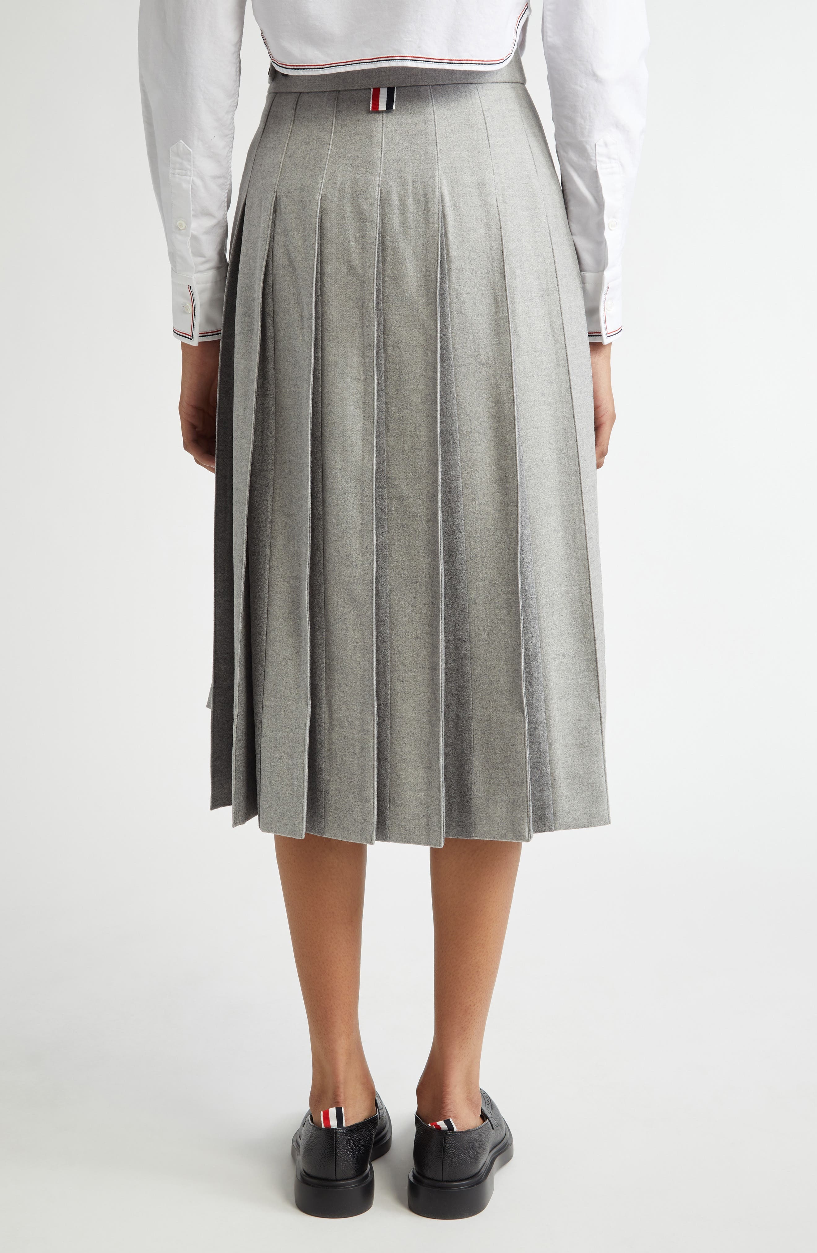 Thom Browne Drop Back Pleated Wool Skirt in Light Grey at Nordstrom - 3