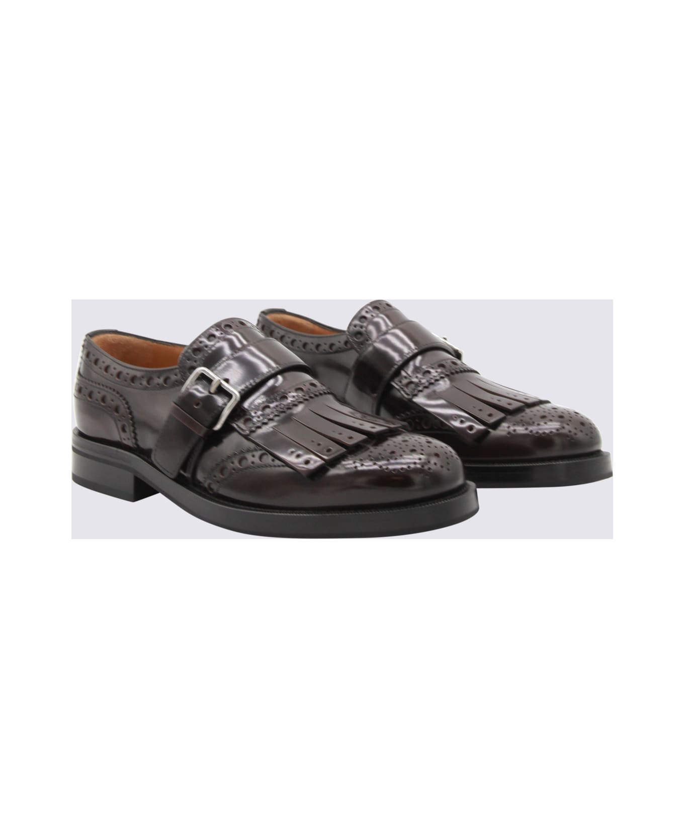 Burgundy Leather Monk Phillis Formal Shoes - 2