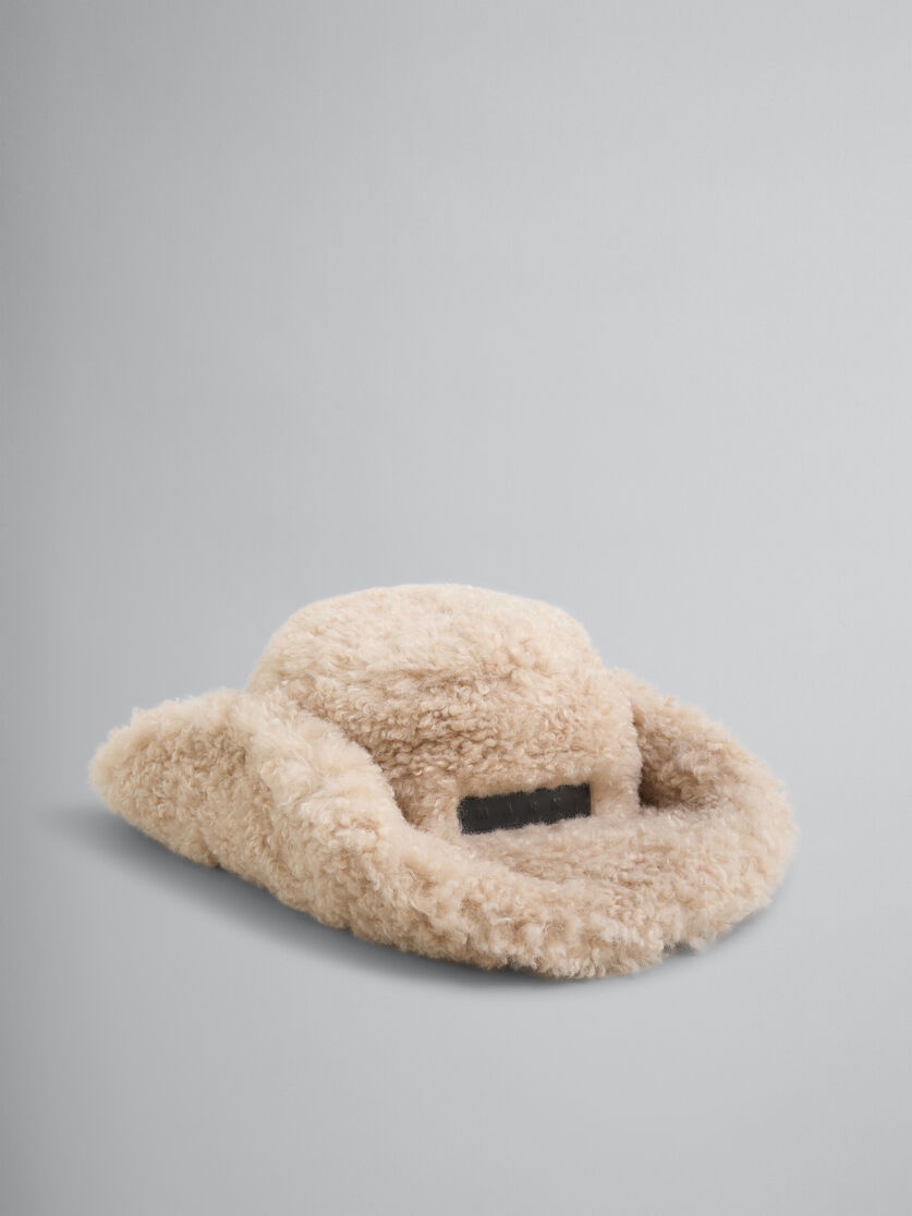 IVORY FAUX FUR COWBOY HAT - 1