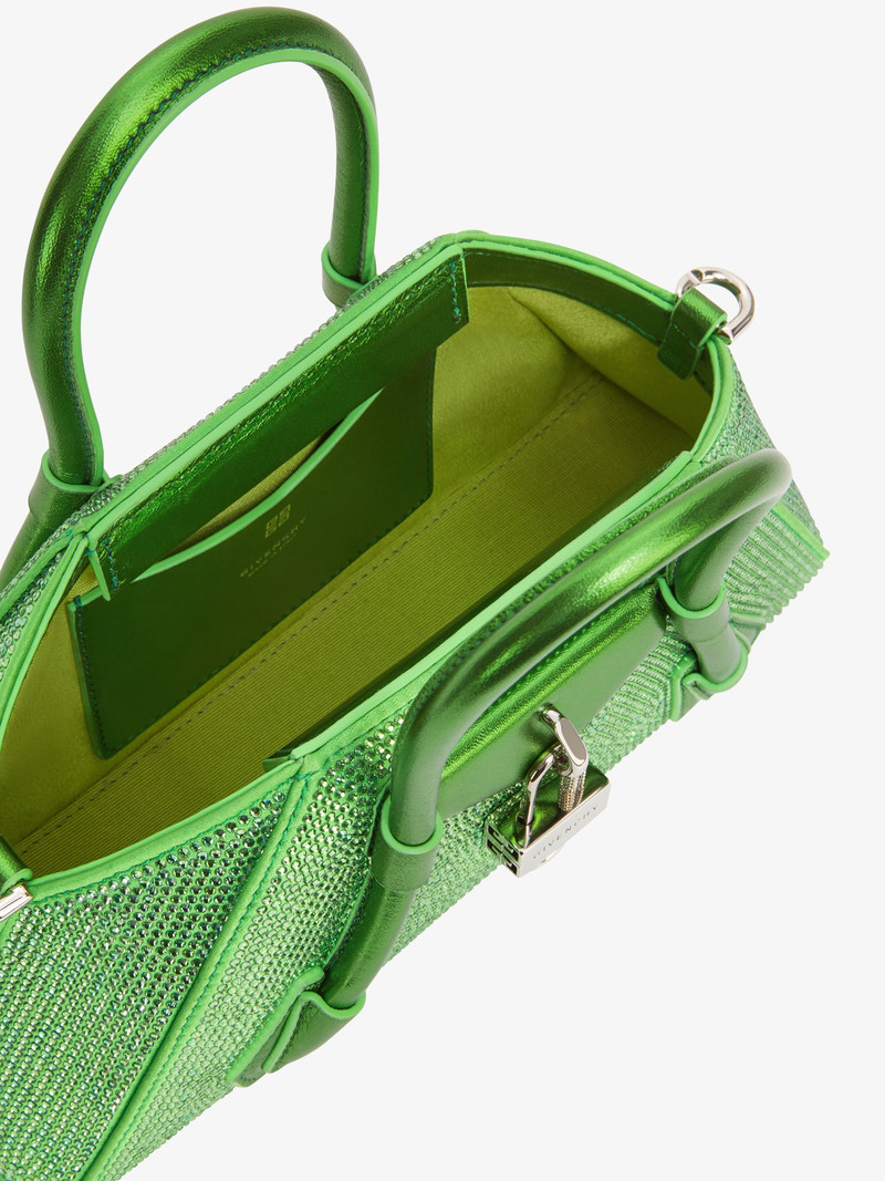 MINI ANTIGONA STRETCH BAG IN SATIN WITH STRASS 7