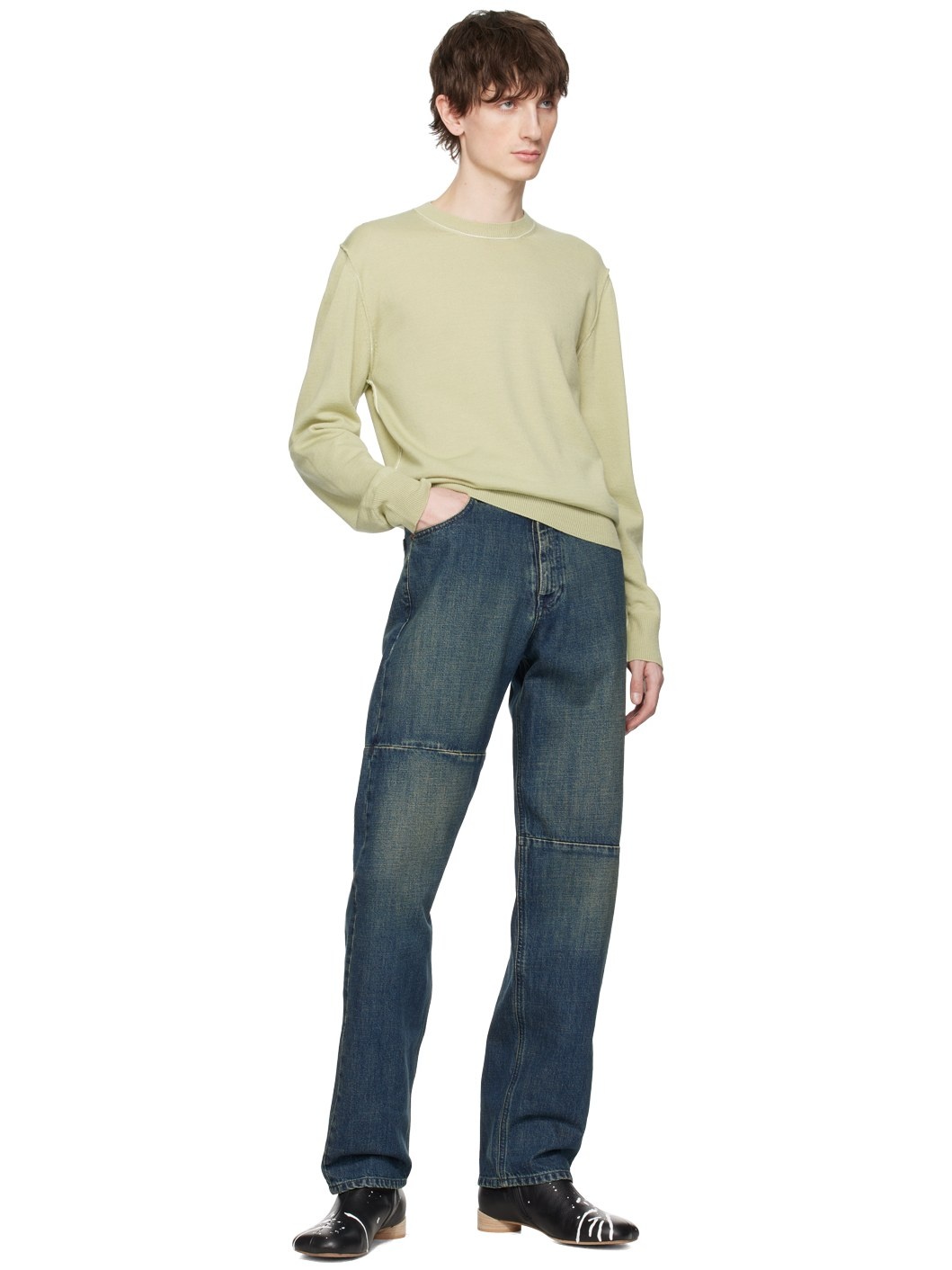 Green Inverted Seams  Sweater - 4