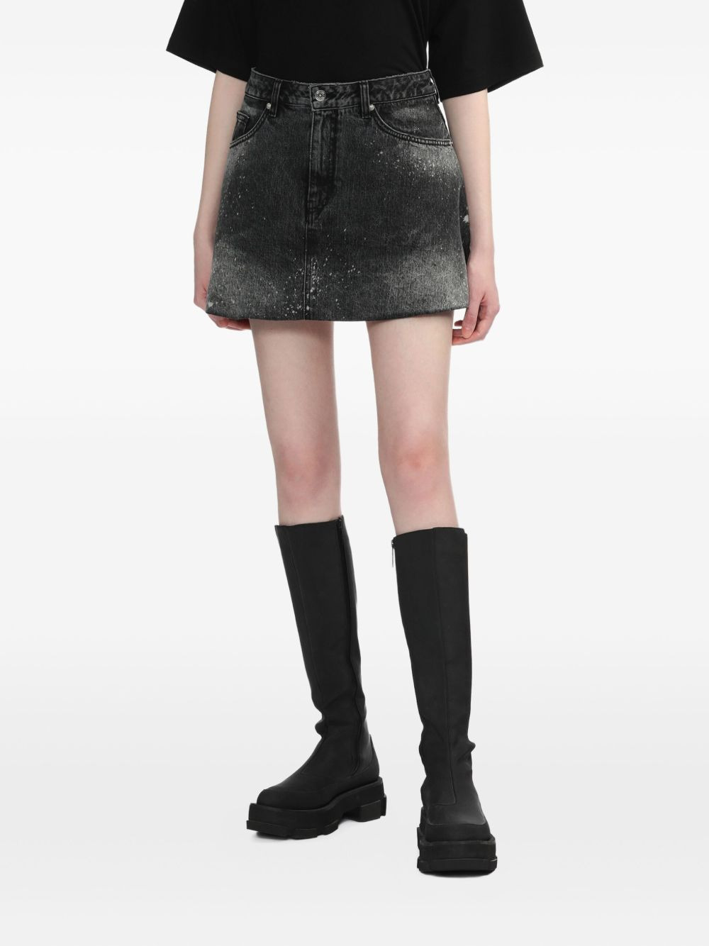 paint-splatter denim skirt - 3
