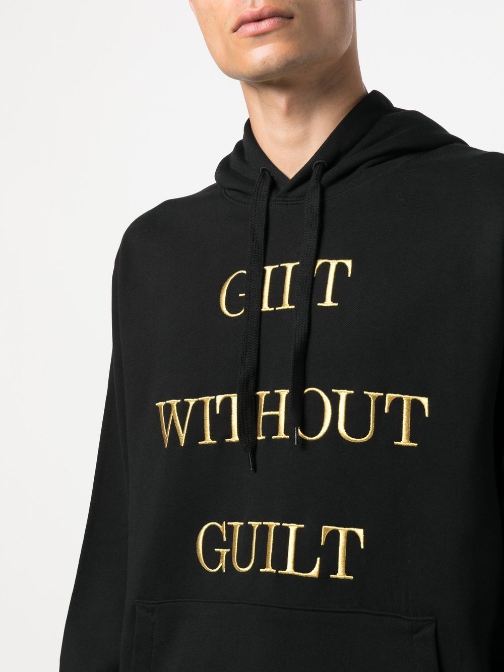 embroidered-slogan long-sleeve hoodie - 5