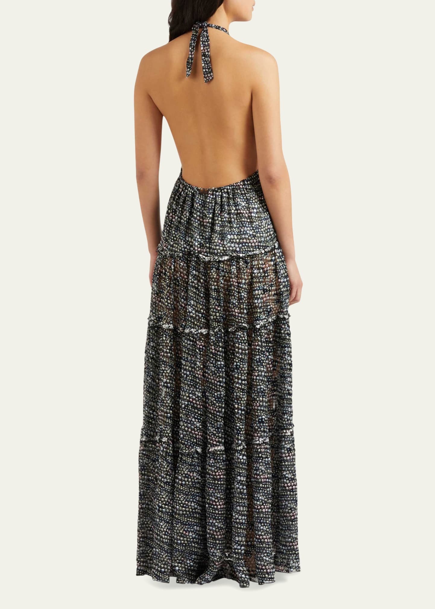 Pearl Devore Tiered Silk Maxi Dress - 3